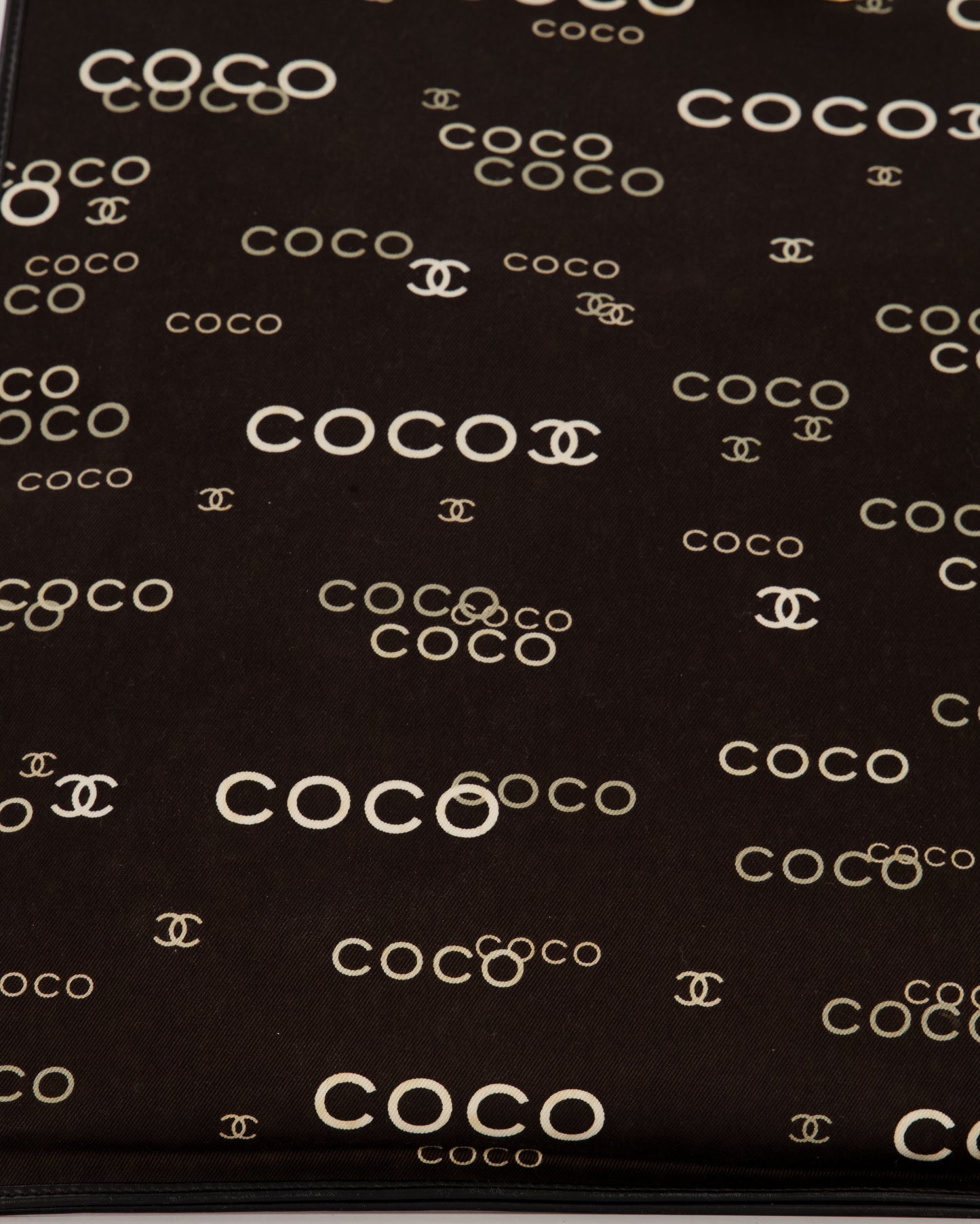 Chanel Vintage Black Canvas Coco Tote Bag with Monogram Details and Gold Hardware