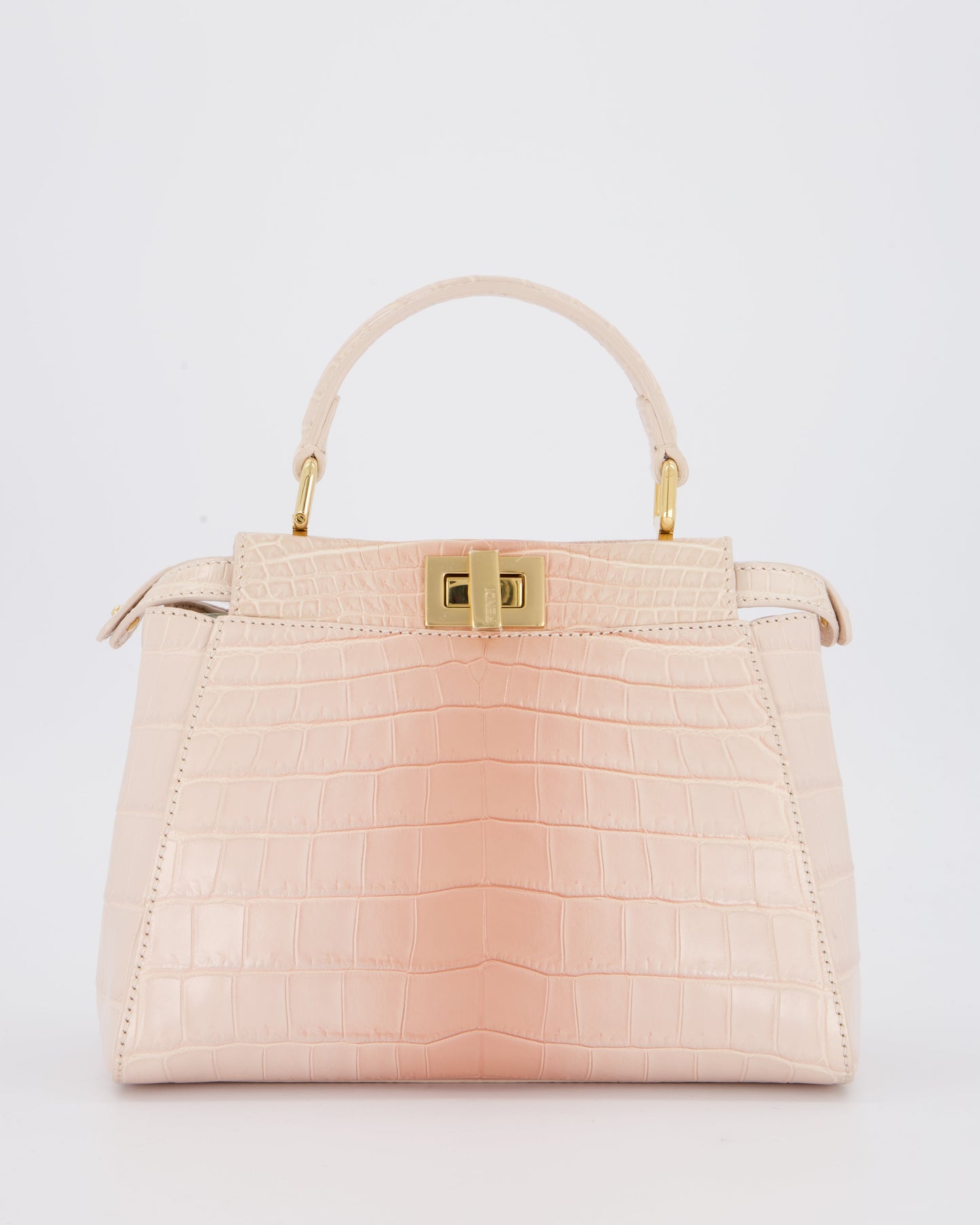 Fendi Mini Peekaboo in Egg Shell & Rose Niloticus Crocodile Leather with Gold Hardware