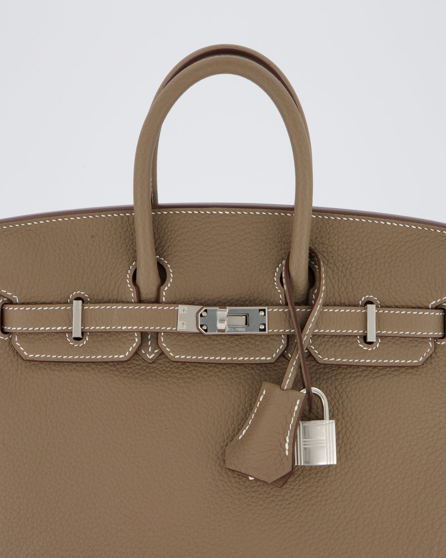 Hermes Birkin 25 Retourne Bag in Etoupe Togo Leather with Palladium Hardware