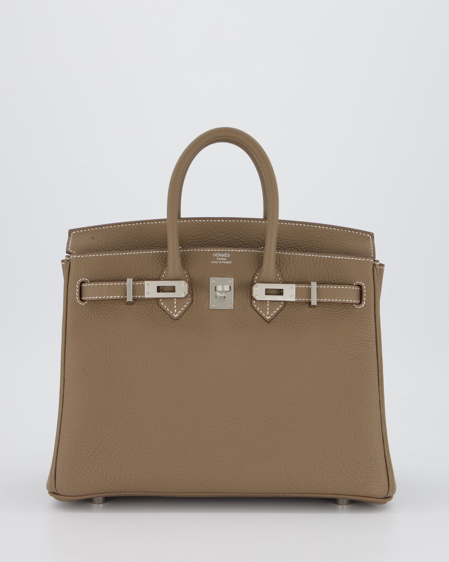 Hermes Birkin 25 Retourne Bag in Etoupe Togo Leather with Palladium Hardware