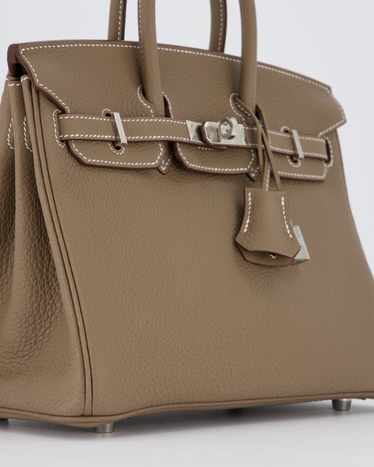 Hermes Birkin 25 Retourne Bag in Etoupe Togo Leather with Palladium Hardware