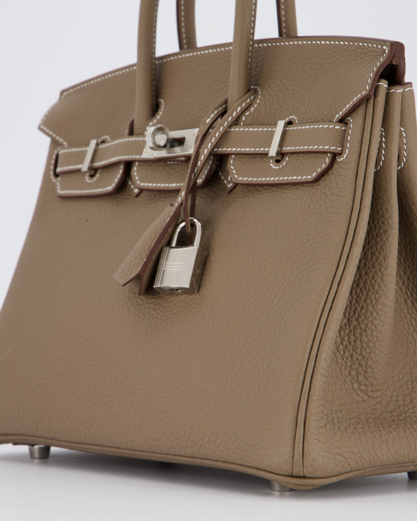 Hermes Birkin 25 Retourne Bag in Etoupe Togo Leather with Palladium Hardware