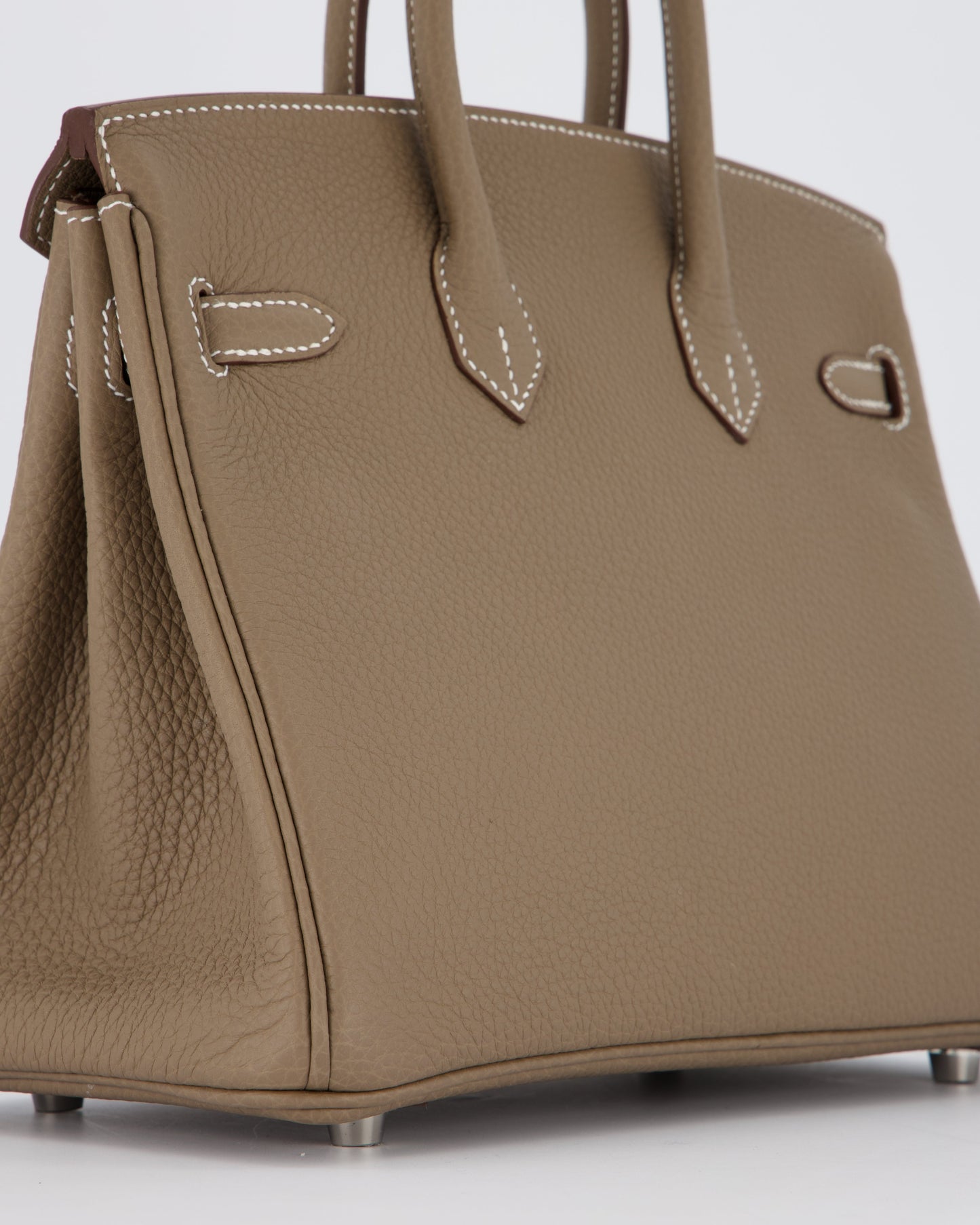 Hermes Birkin 25 Retourne Bag in Etoupe Togo Leather with Palladium Hardware