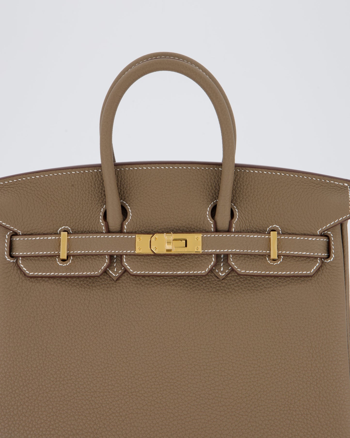 *RARE* Hermes Birkin 25 Retourne Bag in Etoupe Togo Leather with Gold Hardware