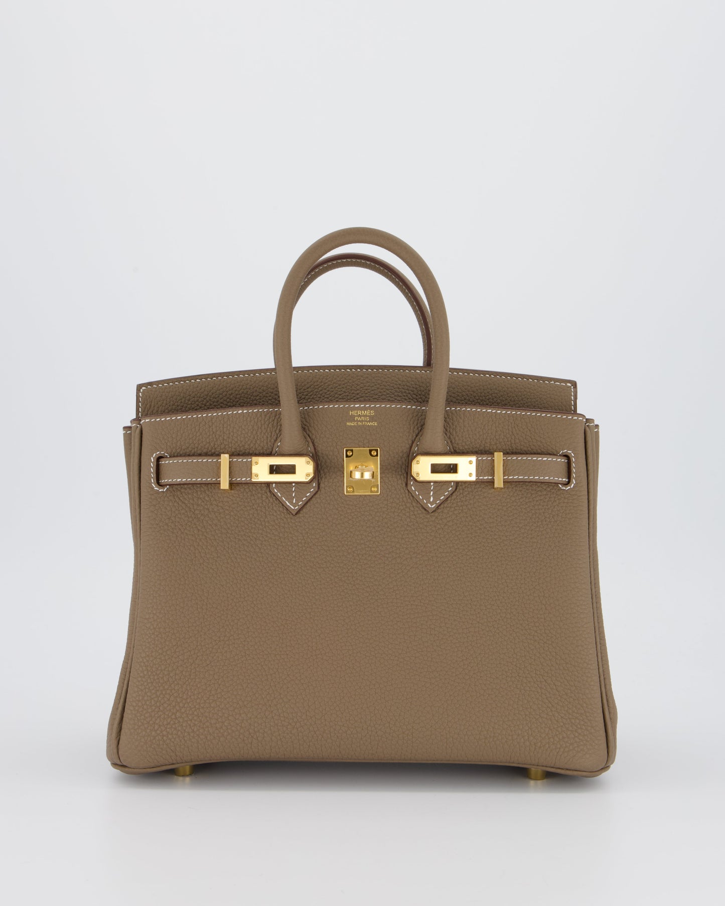 *RARE* Hermes Birkin 25 Retourne Bag in Etoupe Togo Leather with Gold Hardware