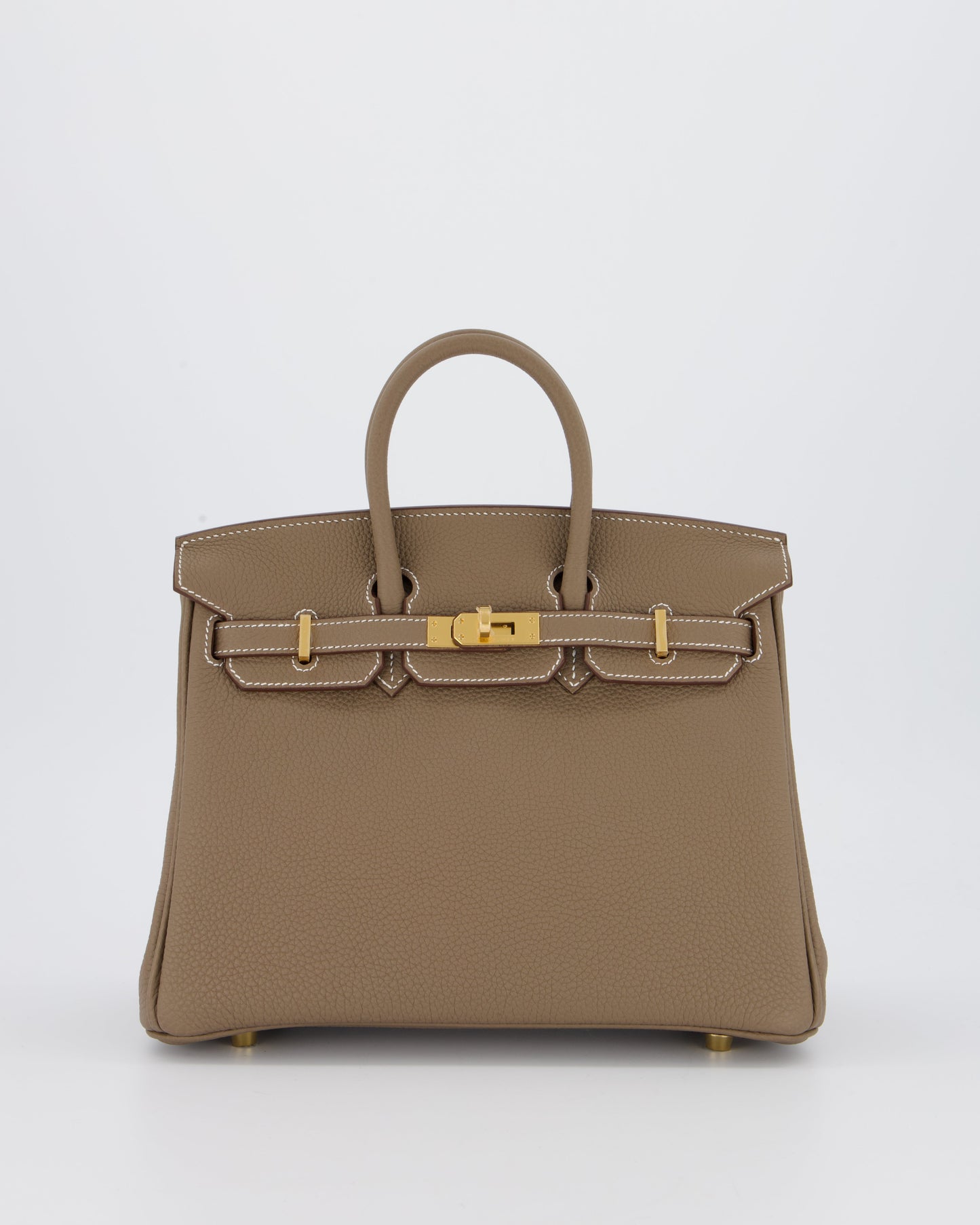 *RARE* Hermes Birkin 25 Retourne Bag in Etoupe Togo Leather with Gold Hardware