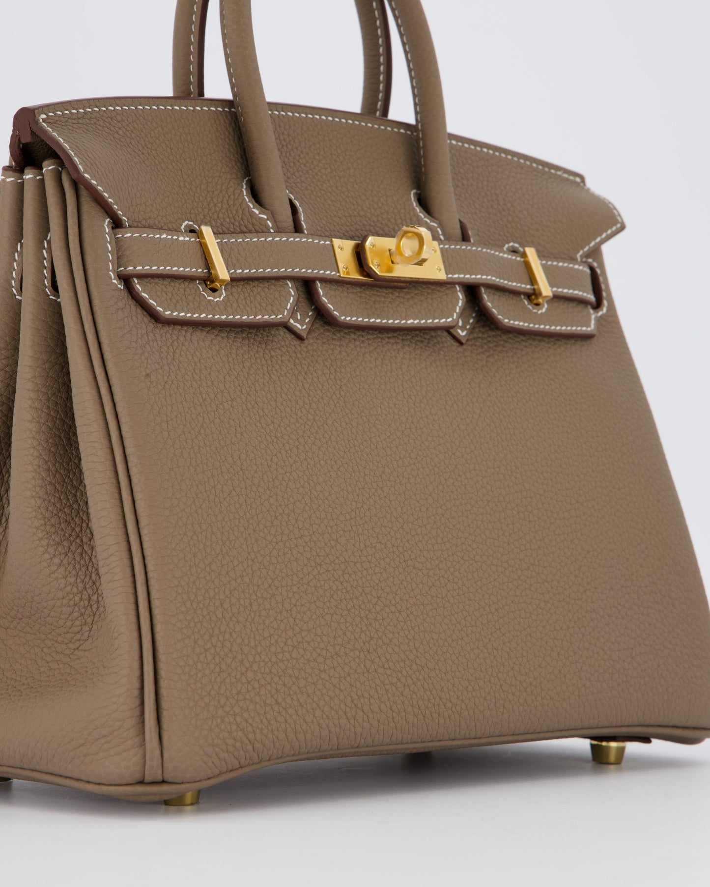 *RARE* Hermes Birkin 25 Retourne Bag in Etoupe Togo Leather with Gold Hardware