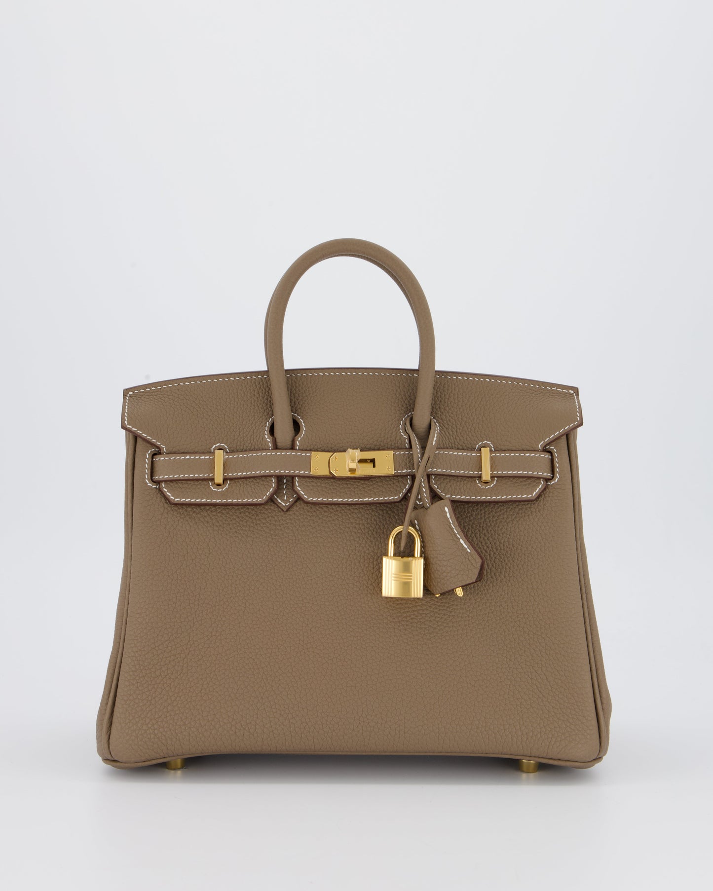 *RARE* Hermes Birkin 25 Retourne Bag in Etoupe Togo Leather with Gold Hardware