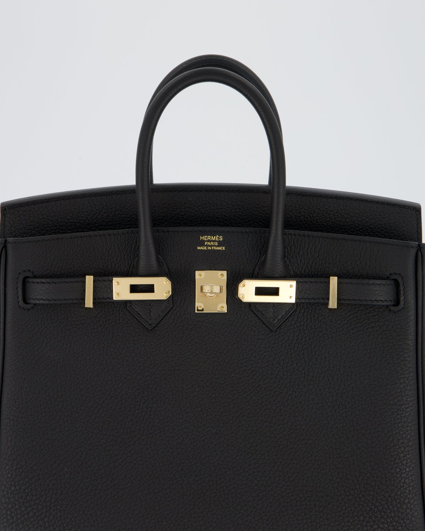 *SUPER RARE* Hermes Birkin 25 Retourne Bag in Noir Togo Leather with Permabrass Hardware