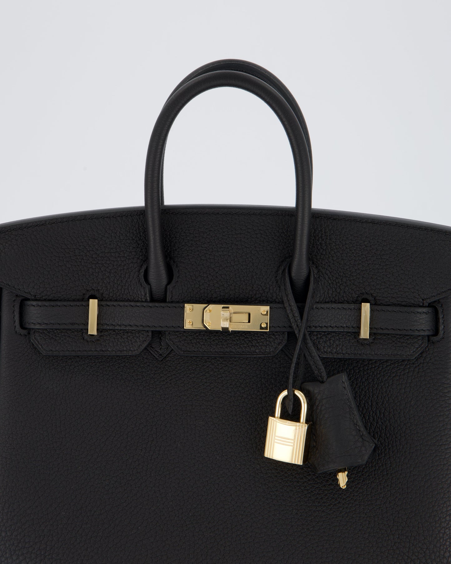 *SUPER RARE* Hermes Birkin 25 Retourne Bag in Noir Togo Leather with Permabrass Hardware
