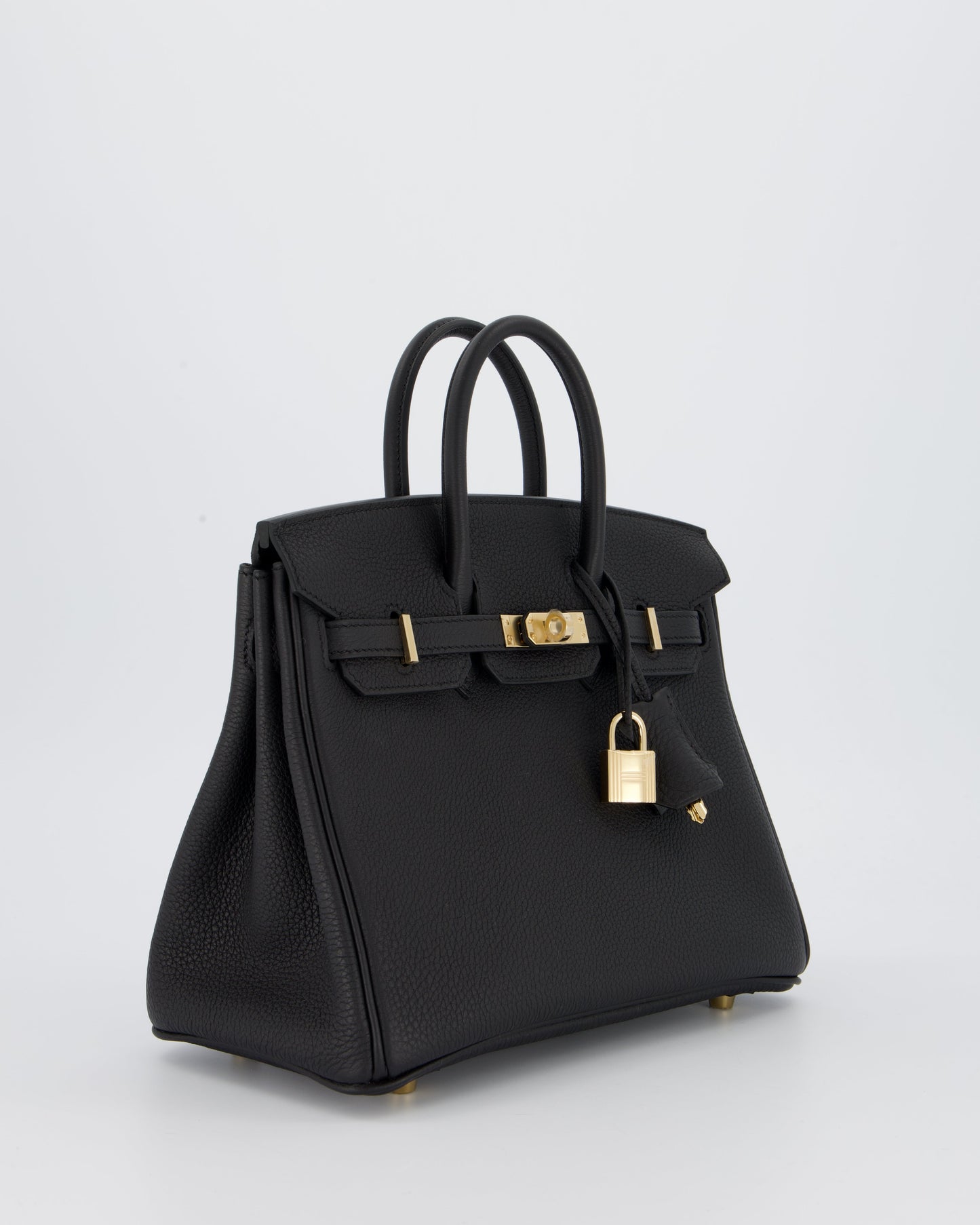 *SUPER RARE* Hermes Birkin 25 Retourne Bag in Noir Togo Leather with Permabrass Hardware