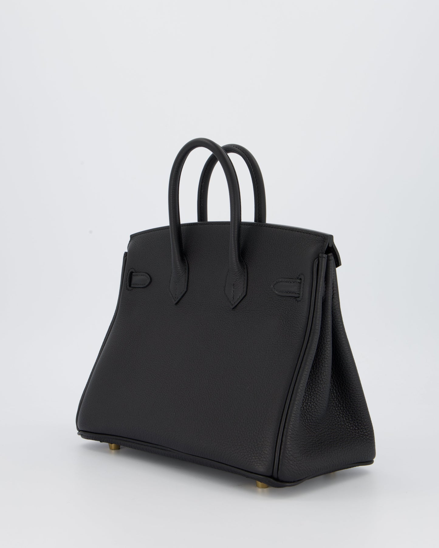 *SUPER RARE* Hermes Birkin 25 Retourne Bag in Noir Togo Leather with Permabrass Hardware