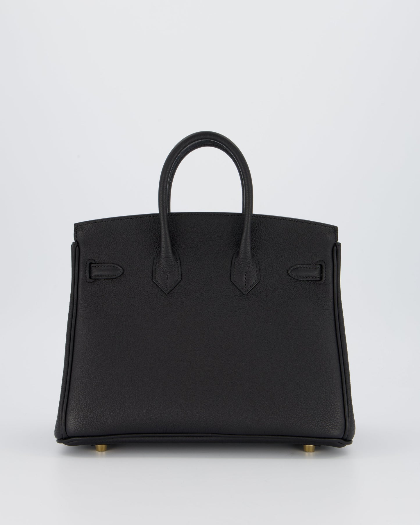 *SUPER RARE* Hermes Birkin 25 Retourne Bag in Noir Togo Leather with Permabrass Hardware