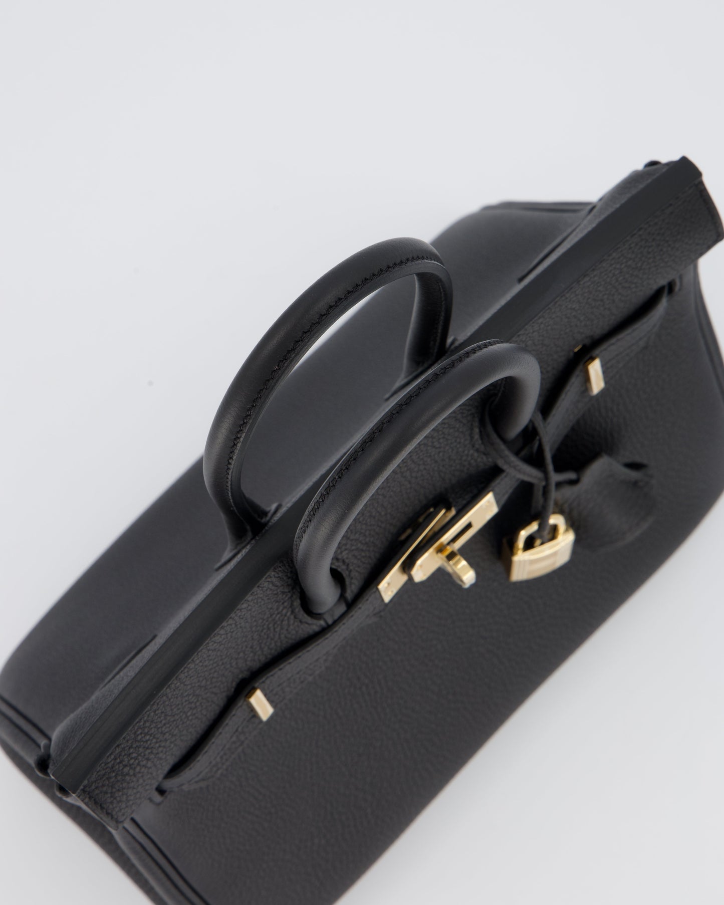 *SUPER RARE* Hermes Birkin 25 Retourne Bag in Noir Togo Leather with Permabrass Hardware
