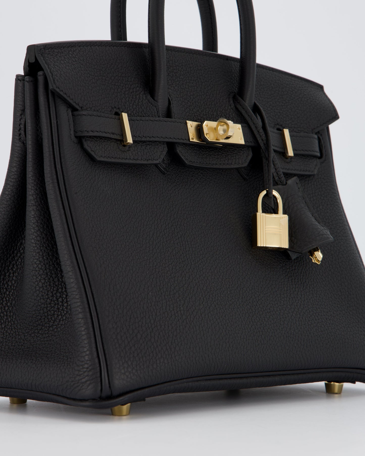 *SUPER RARE* Hermes Birkin 25 Retourne Bag in Noir Togo Leather with Permabrass Hardware