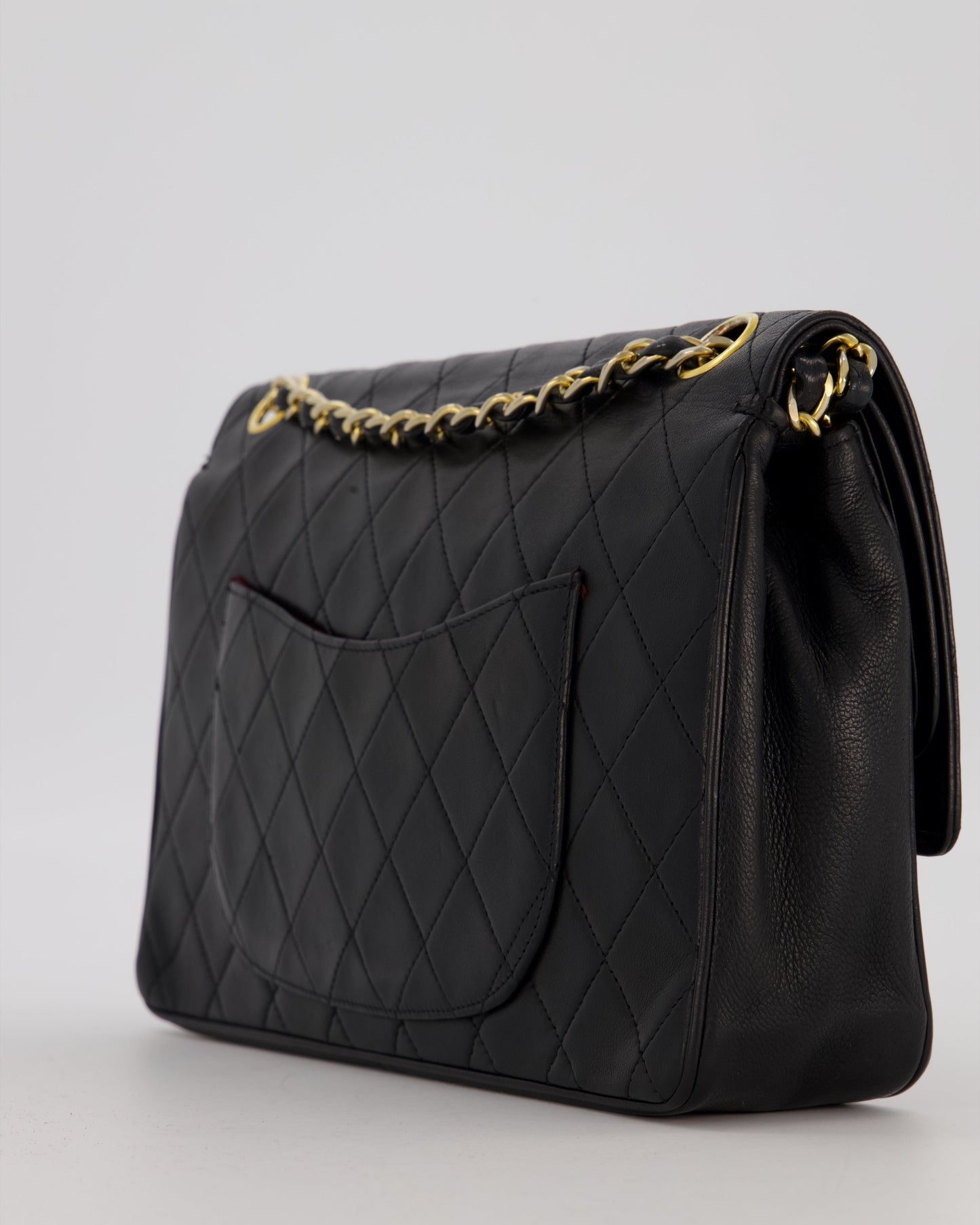 Chanel Black Vintage Medium Classic Double Flap Bag in Lambskin Leather with 24K Gold Hardware