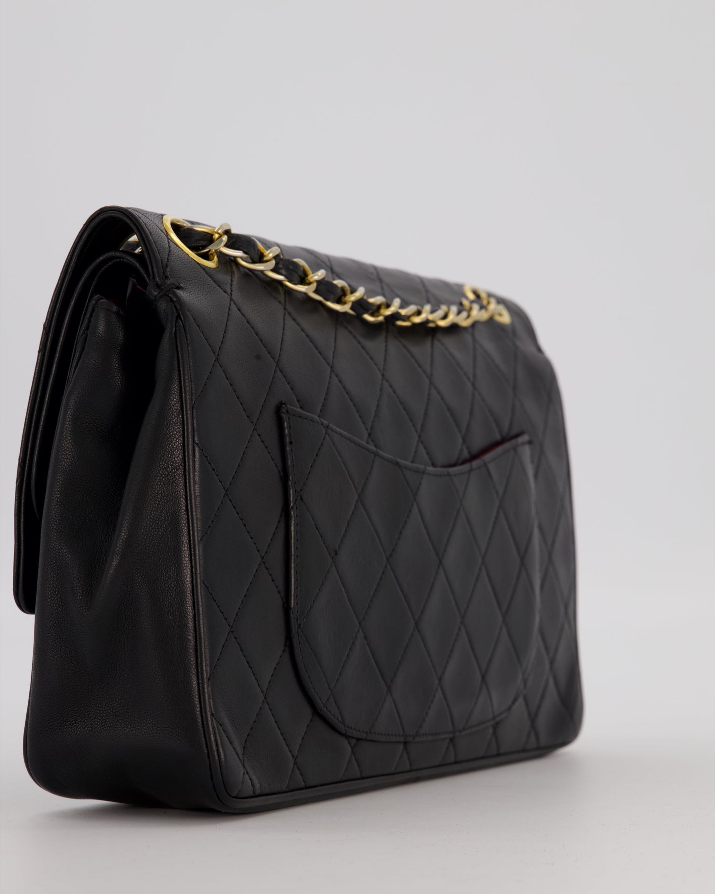Chanel Black Vintage Medium Classic Double Flap Bag in Lambskin Leather with 24K Gold Hardware