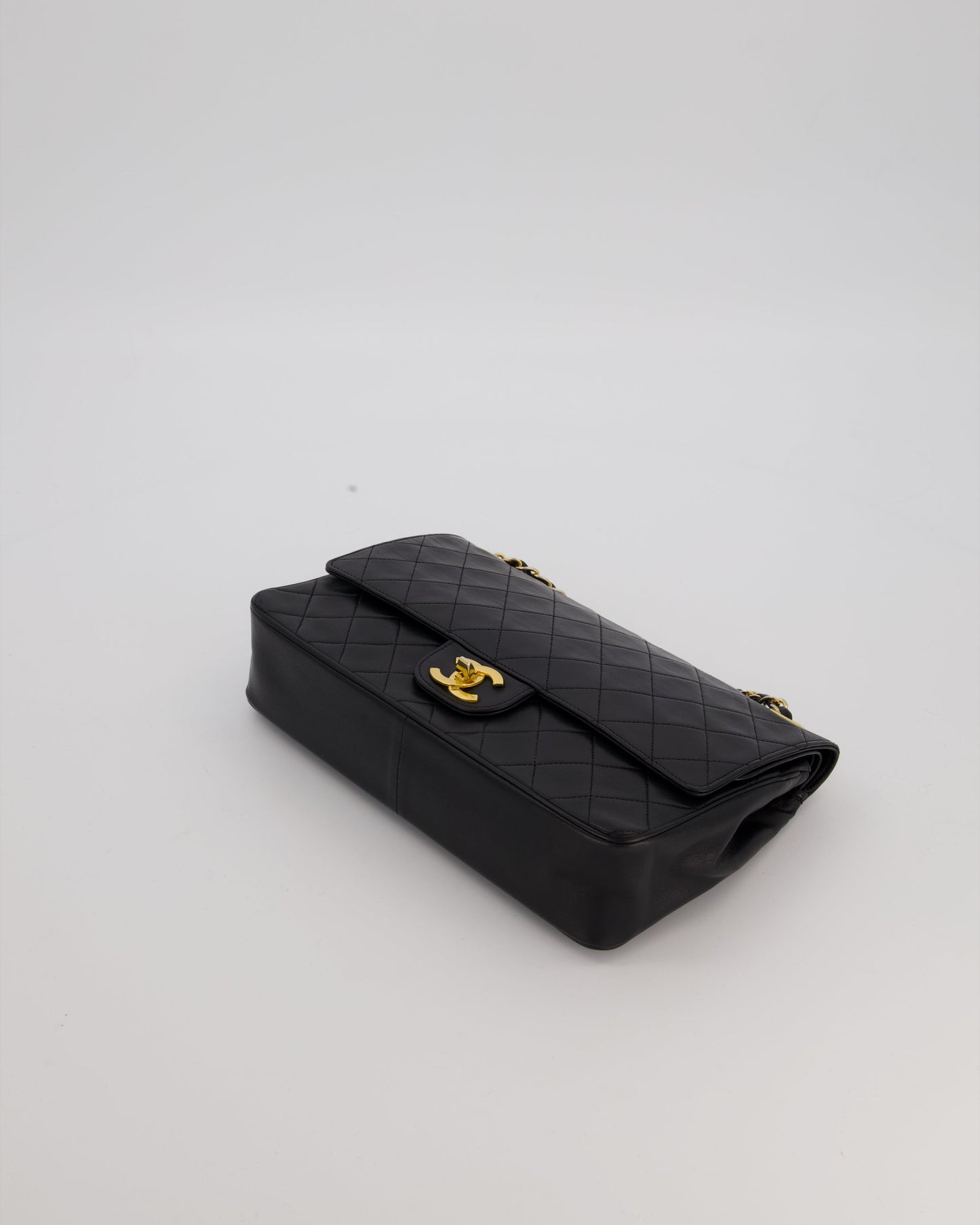 Chanel Black Vintage Medium Classic Double Flap Bag in Lambskin Leather with 24K Gold Hardware