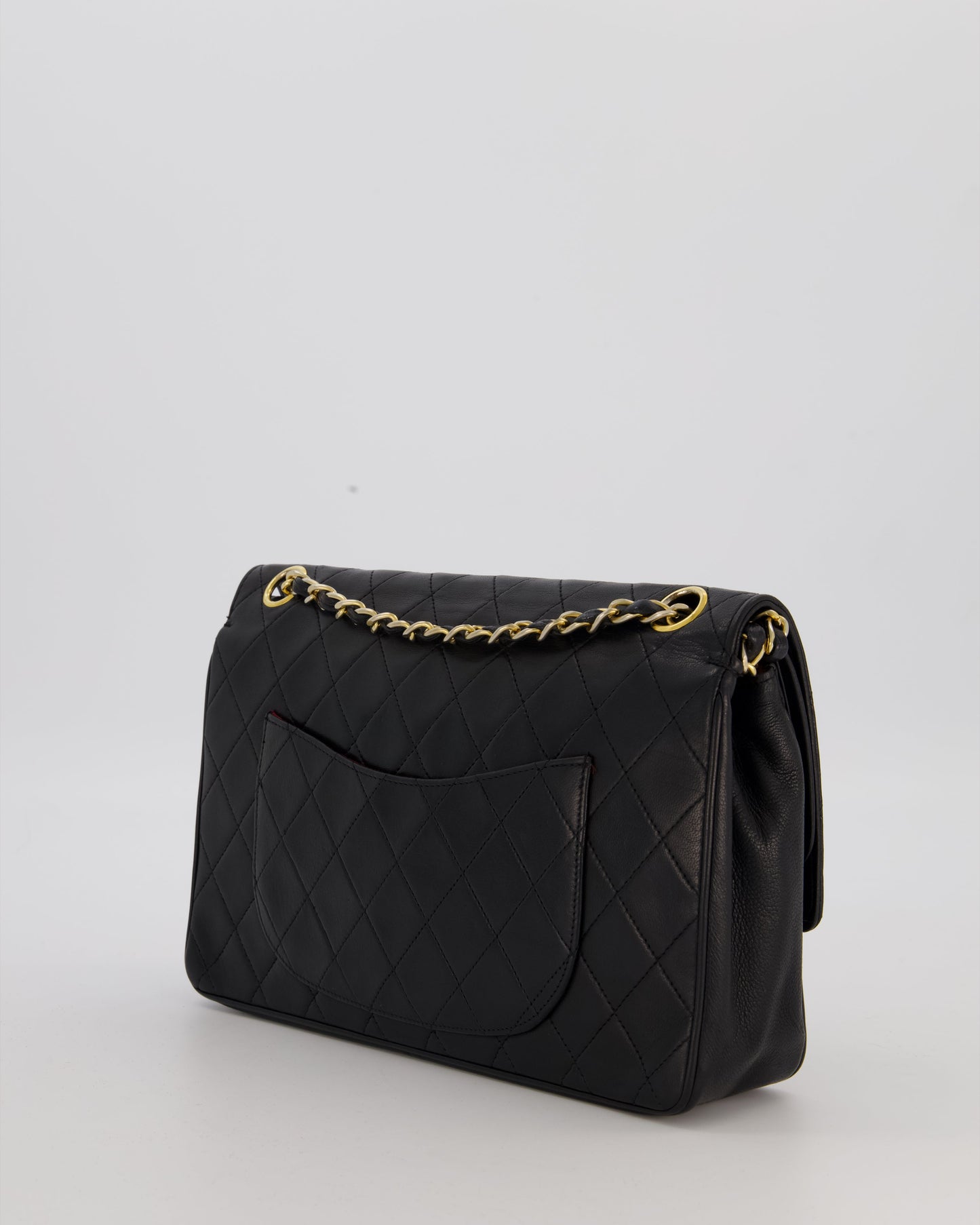 Chanel Black Vintage Medium Classic Double Flap Bag in Lambskin Leather with 24K Gold Hardware