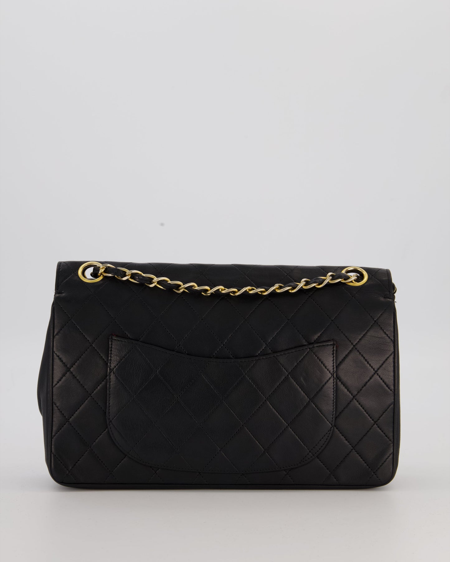 Chanel Black Vintage Medium Classic Double Flap Bag in Lambskin Leather with 24K Gold Hardware