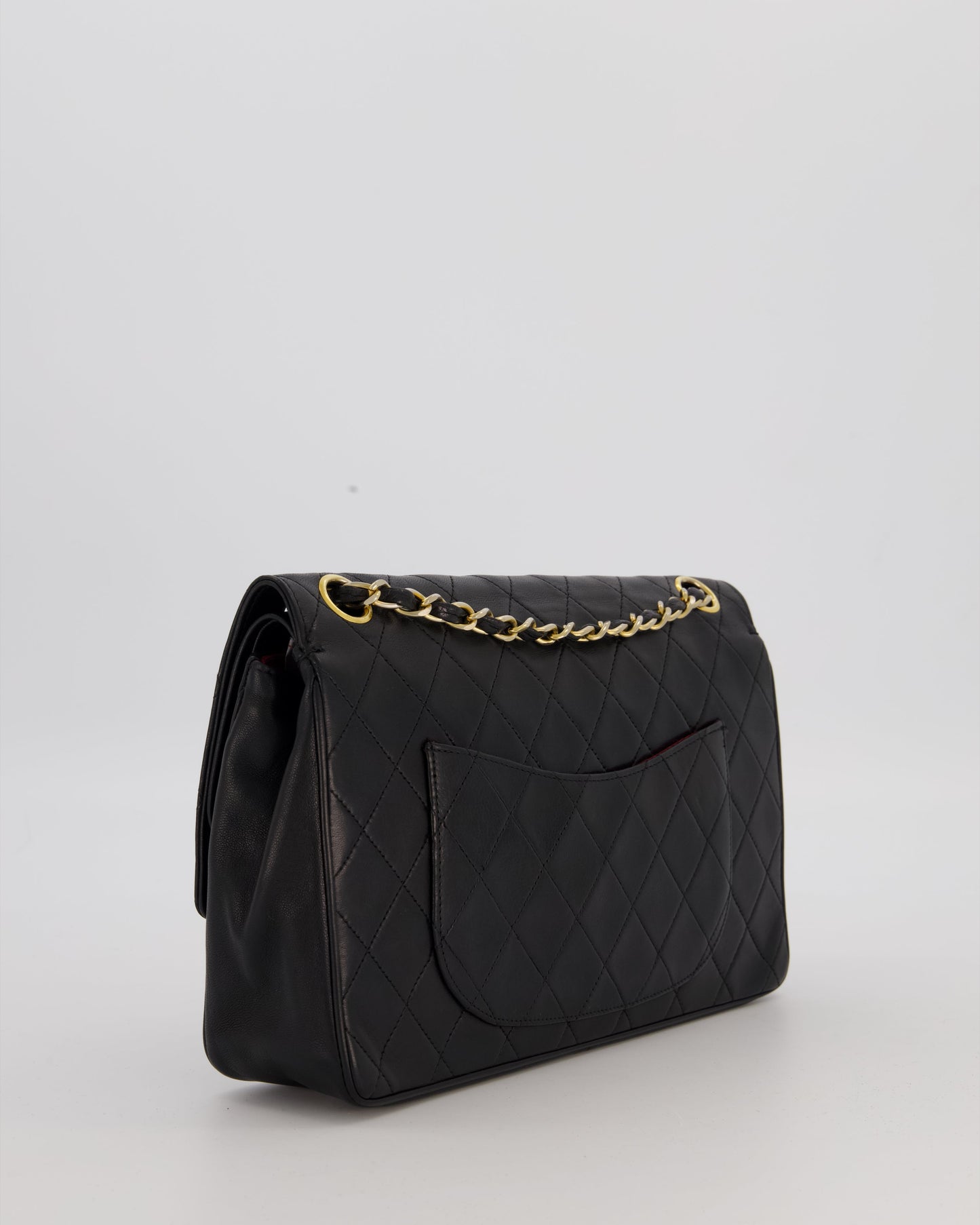 Chanel Black Vintage Medium Classic Double Flap Bag in Lambskin Leather with 24K Gold Hardware