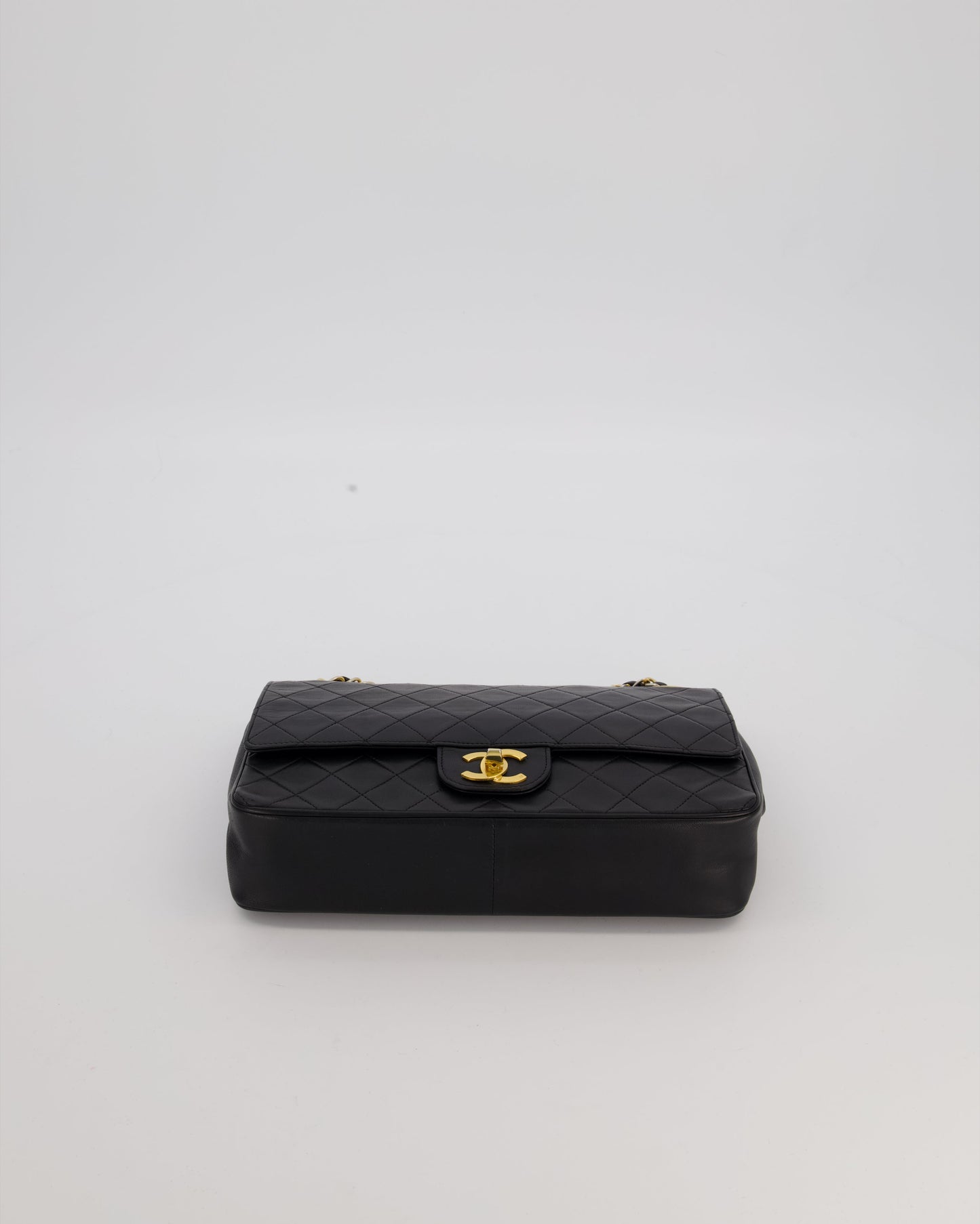 Chanel Black Vintage Medium Classic Double Flap Bag in Lambskin Leather with 24K Gold Hardware
