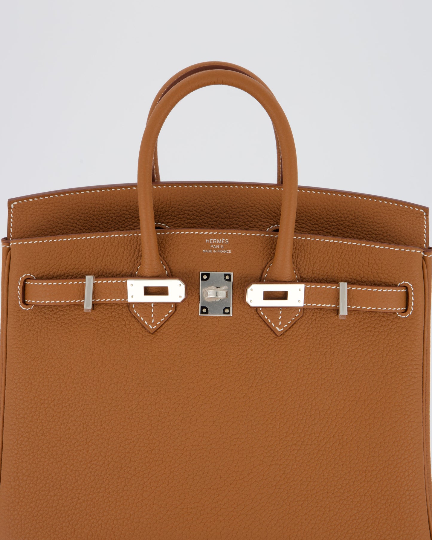 Hermes Birkin 25 Retourne Bag in Gold Togo Leather with Palladium Hardware