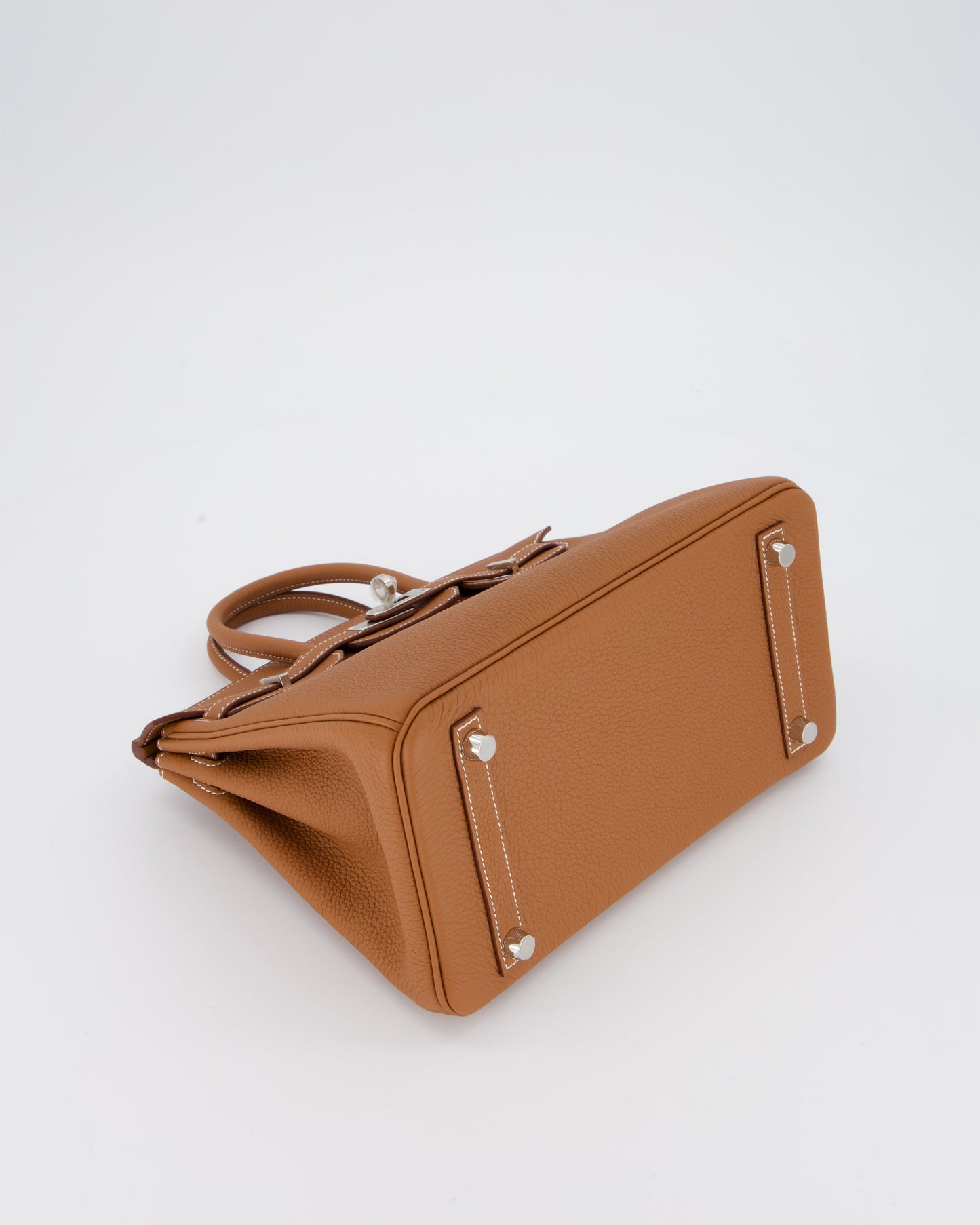 Hermes Birkin 25 Retourne Bag in Gold Togo Leather with Palladium Hardware