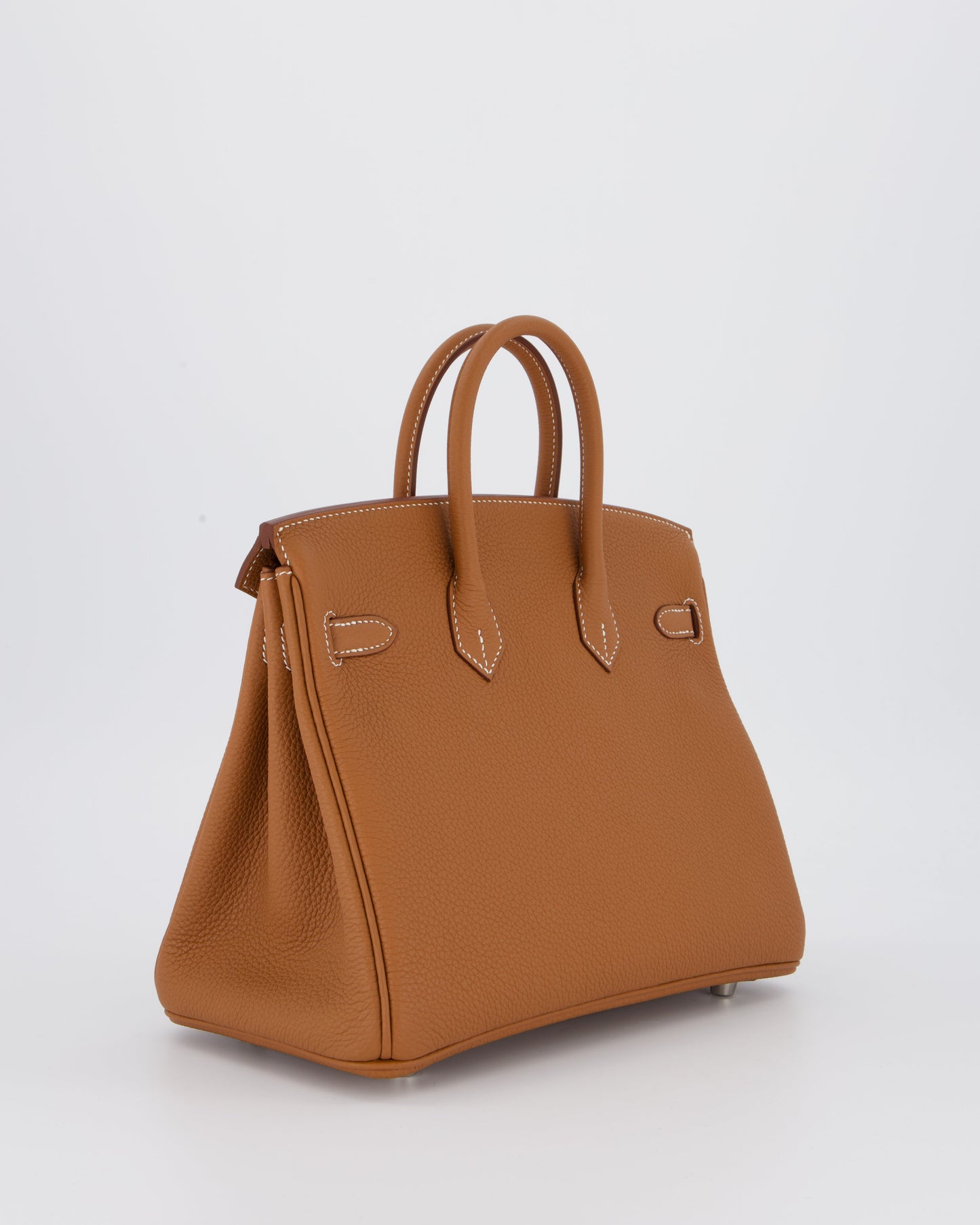 Hermes Birkin 25 Retourne Bag in Gold Togo Leather with Palladium Hardware