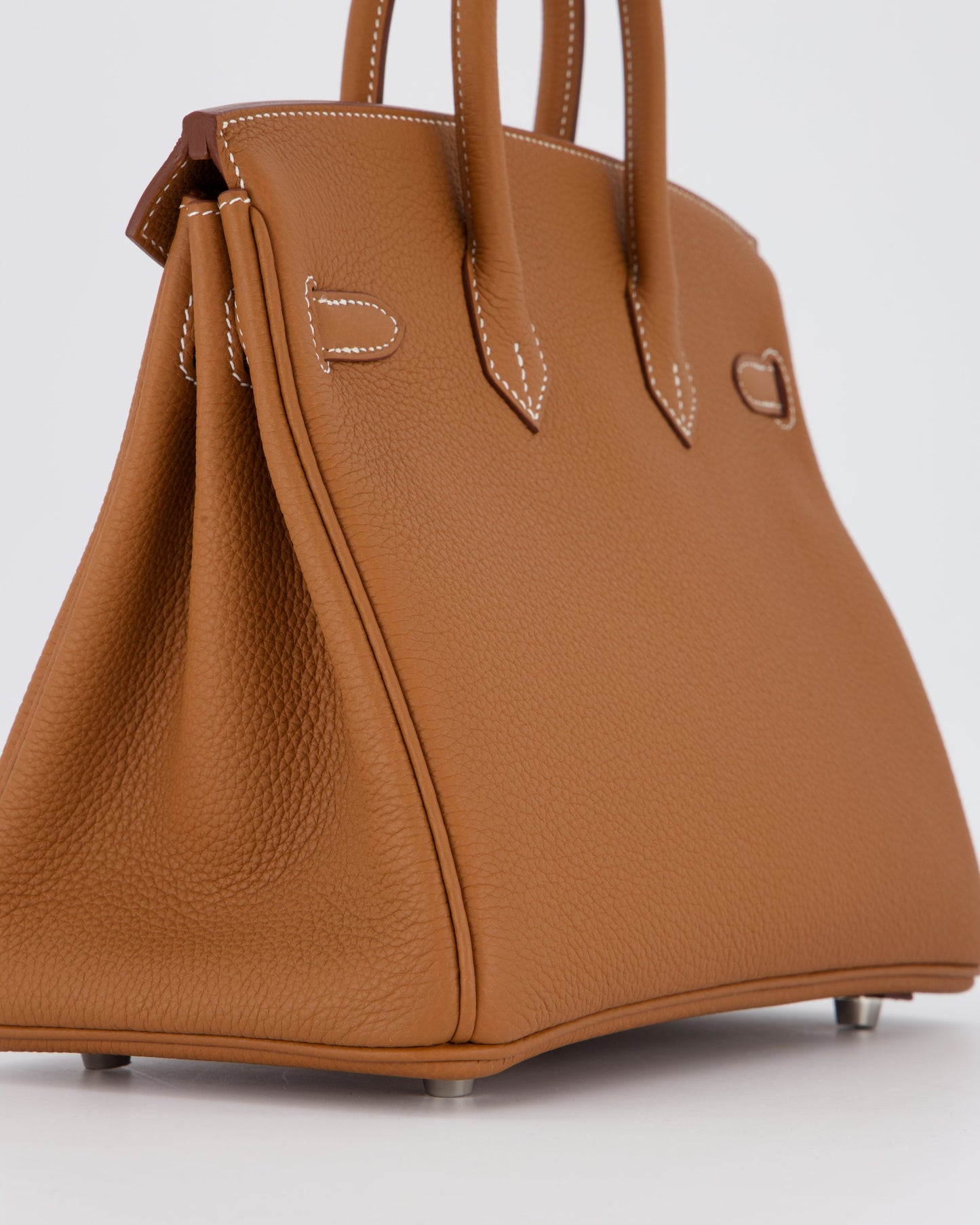 Hermes Birkin 25 Retourne Bag in Gold Togo Leather with Palladium Hardware