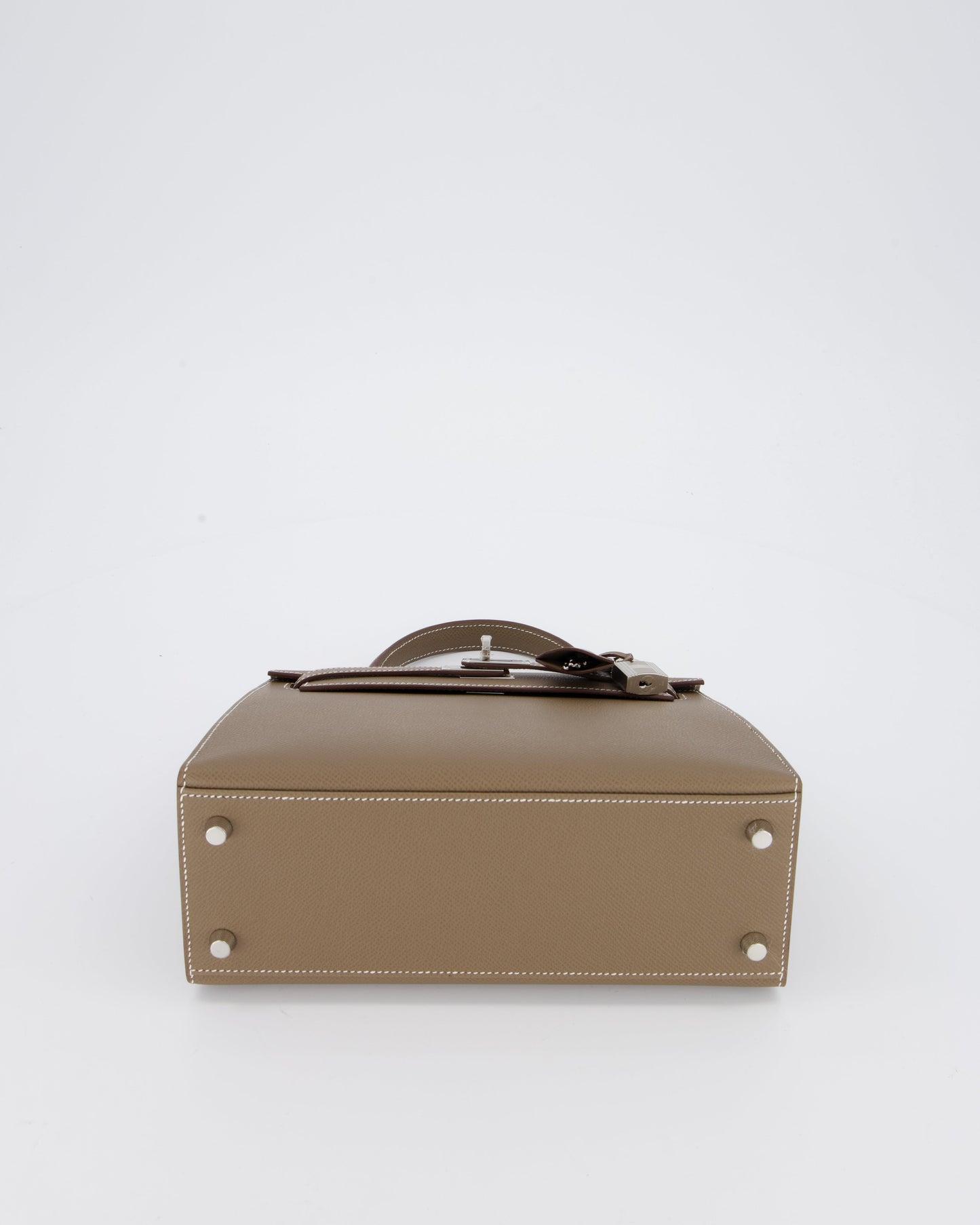 Hermes Kelly 25 Sellier Bag in Etoupe Epsom Leather with Palladium Hardware
