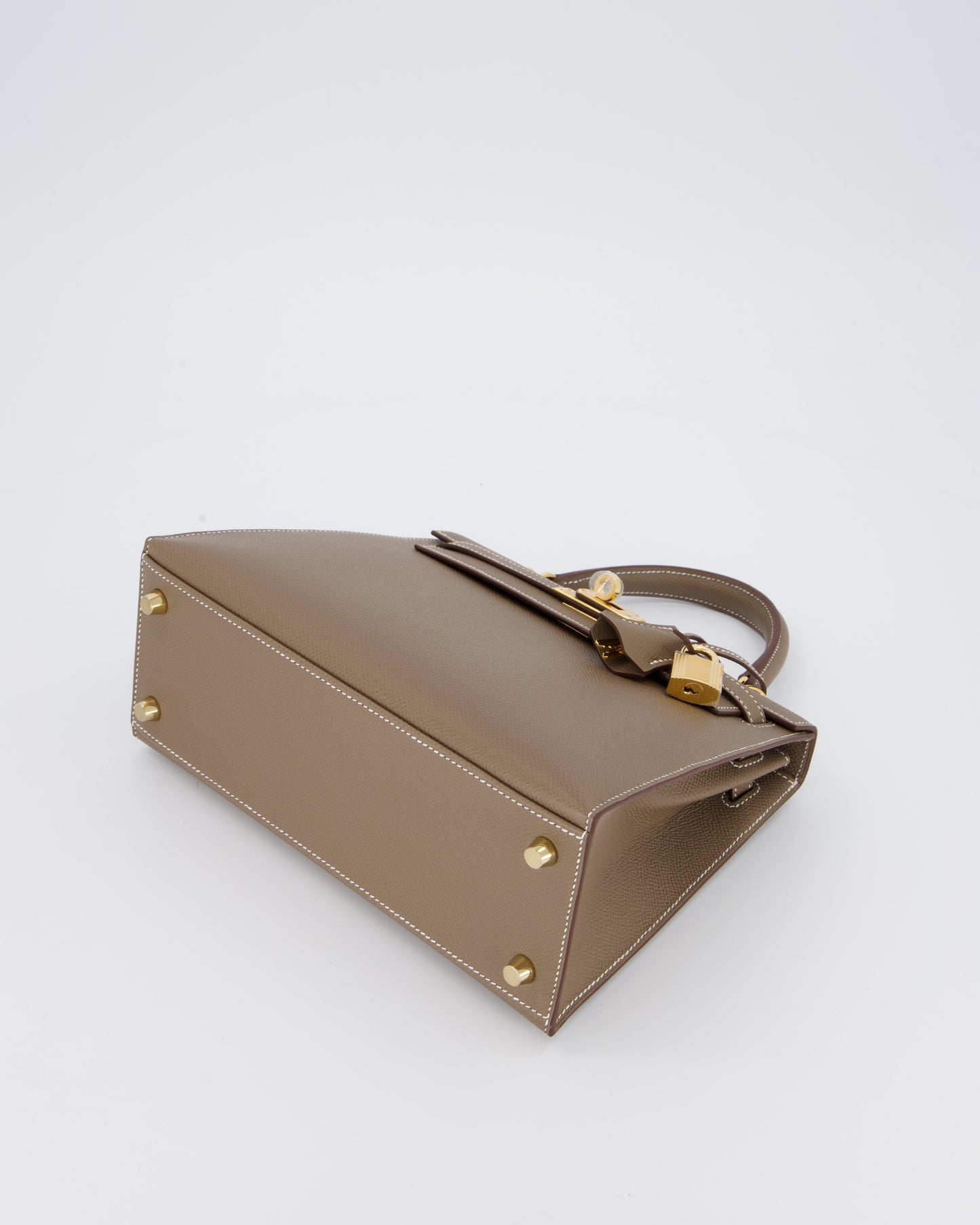 Hermes Kelly 25 Sellier in Etoupe Epsom Leather with Gold Hardware
