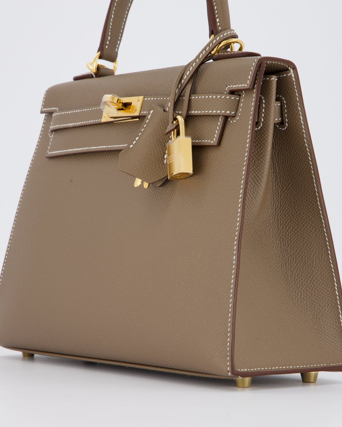 Hermes Kelly 25 Sellier in Etoupe Epsom Leather with Gold Hardware