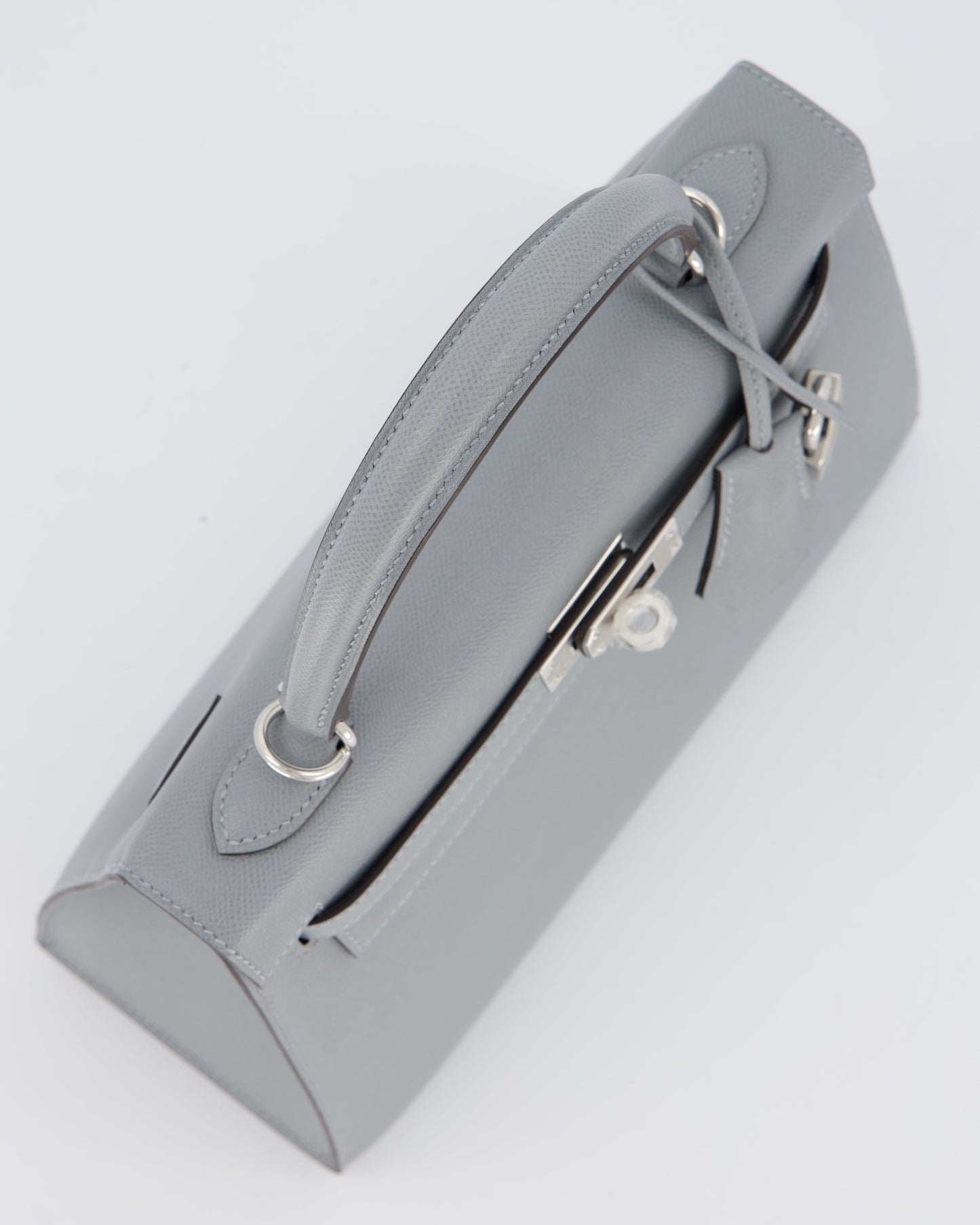 Hermes Kelly 25 Sellier Bag in Gris Pantin Epsom Leather with Palladium Hardware