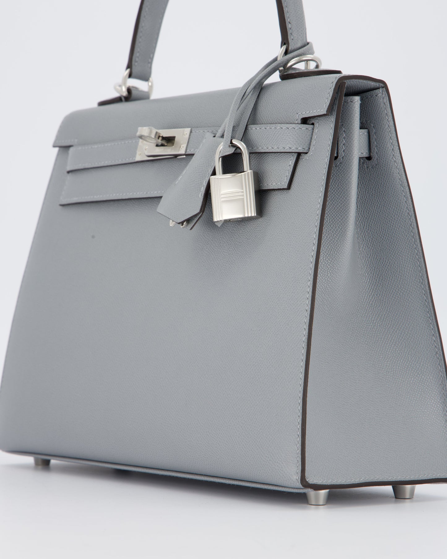 Hermes Kelly 25 Sellier Bag in Gris Pantin Epsom Leather with Palladium Hardware