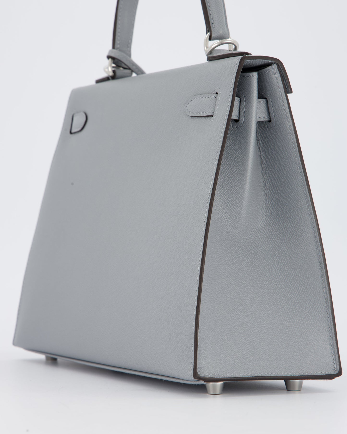 Hermes Kelly 25 Sellier Bag in Gris Pantin Epsom Leather with Palladium Hardware