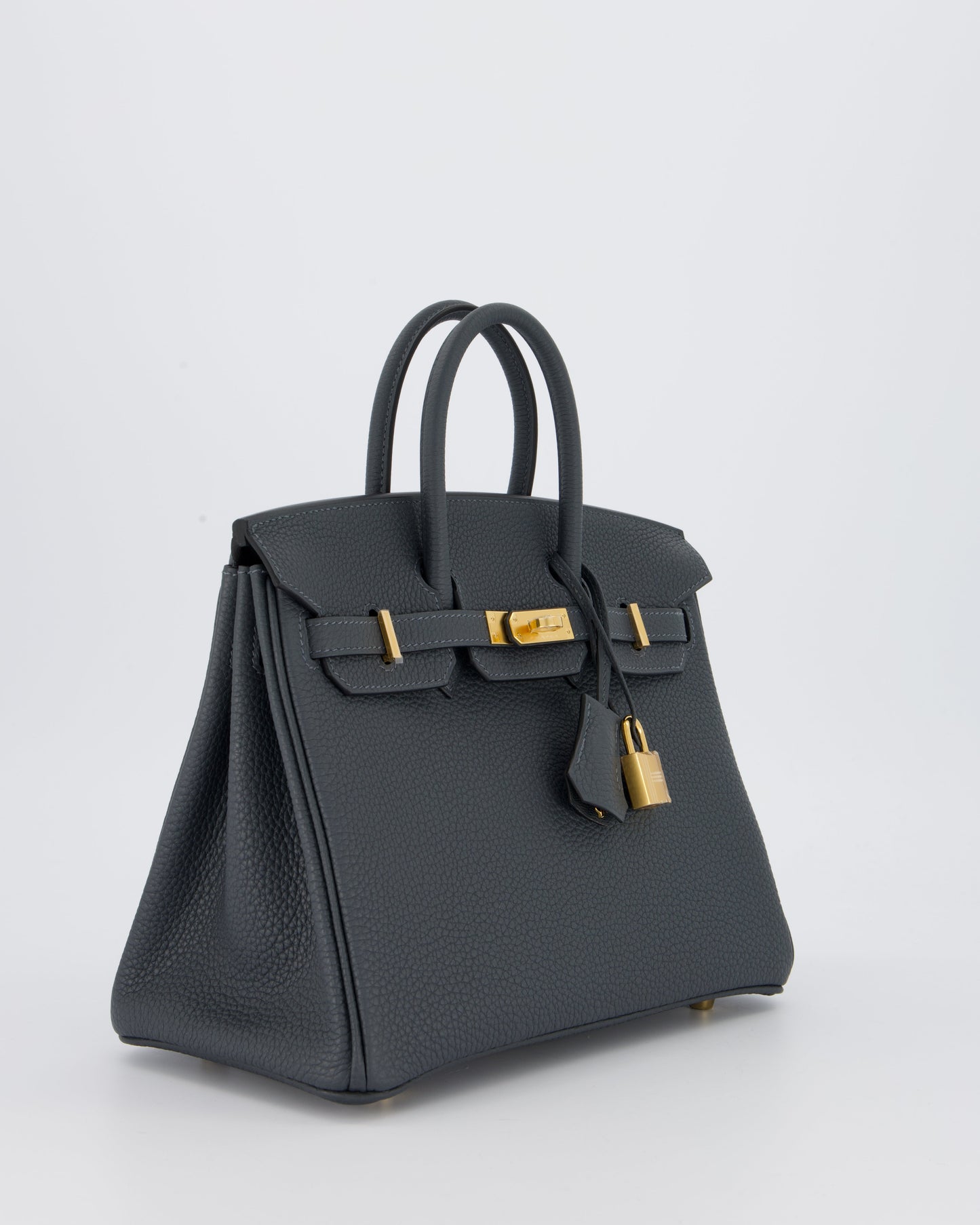 *RARE* Hermes Birkin 25 Retourne Bag in Gris Misty Togo Leather with Gold Hardware