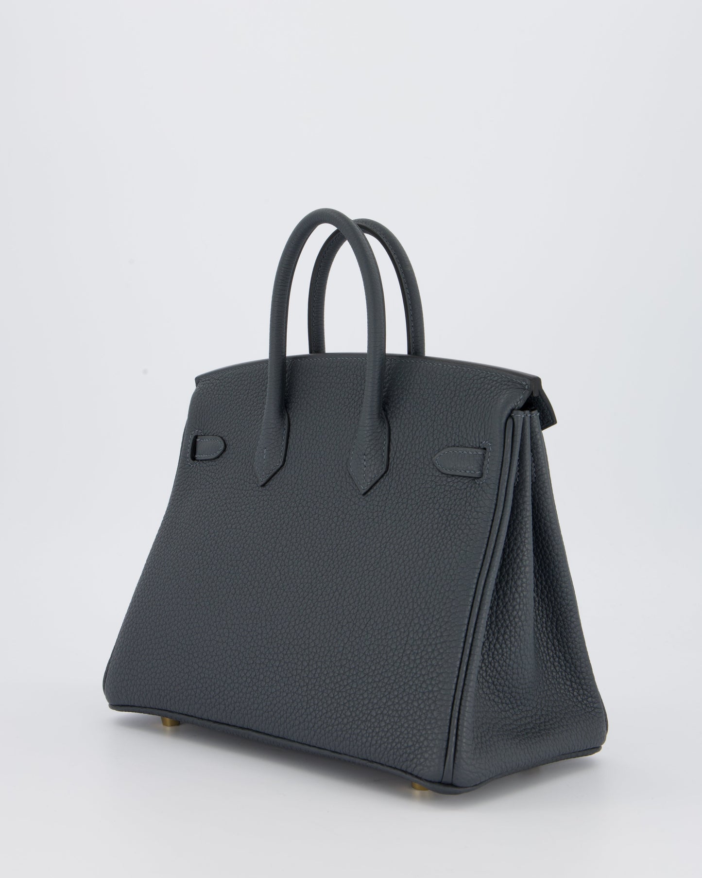 *RARE* Hermes Birkin 25 Retourne Bag in Gris Misty Togo Leather with Gold Hardware