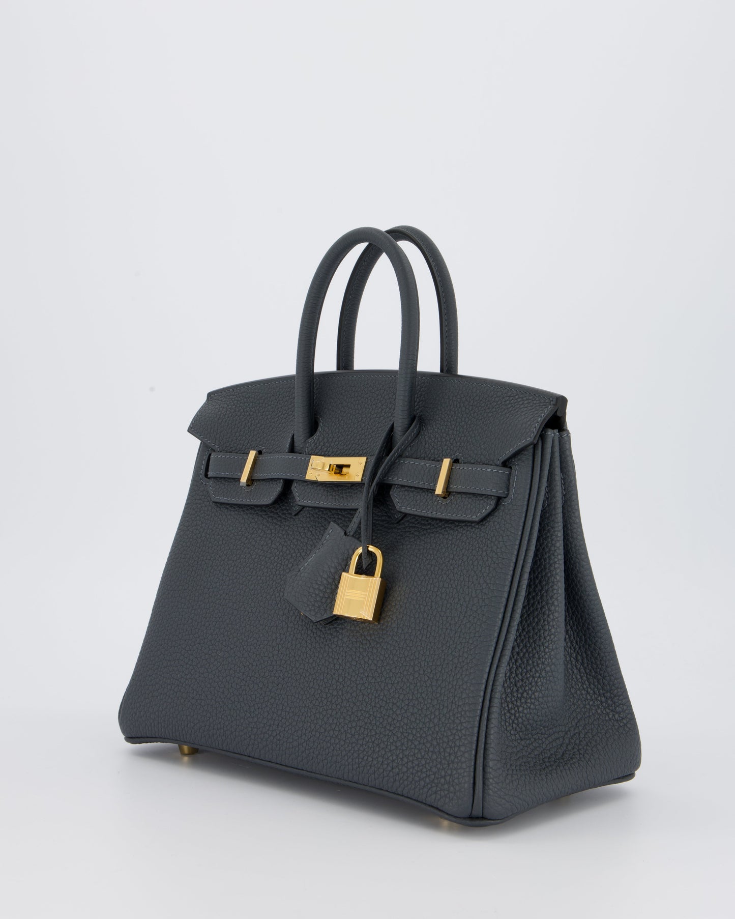 *RARE* Hermes Birkin 25 Retourne Bag in Gris Misty Togo Leather with Gold Hardware