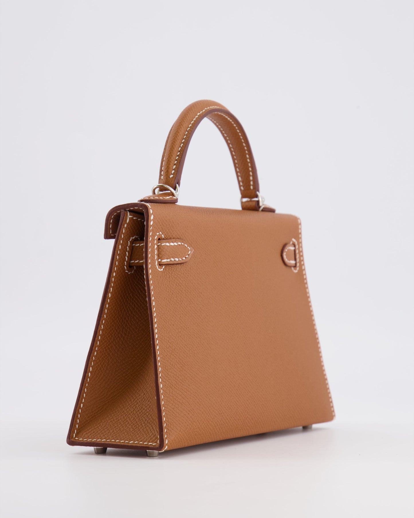 Hermes Mini Kelly II 20 Bag in Gold Epsom Leather with Palladium Hardware