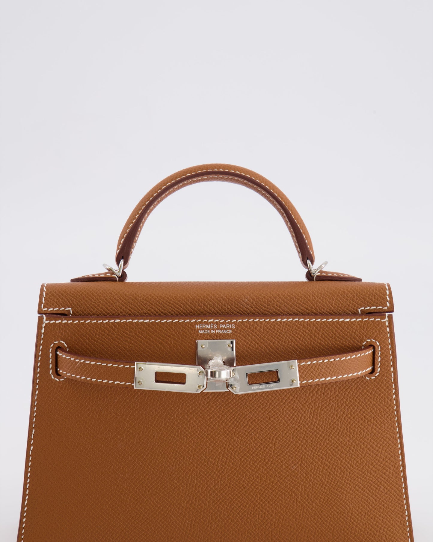 Hermes Mini Kelly II 20 Bag in Gold Epsom Leather with Palladium Hardware