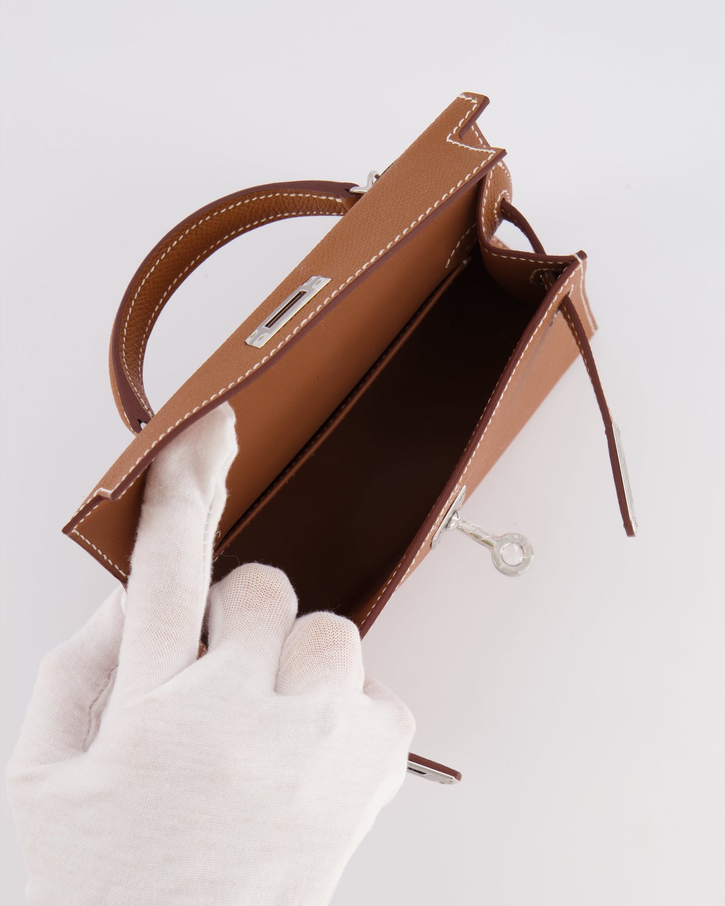 Hermes Mini Kelly II 20 Bag in Gold Epsom Leather with Palladium Hardware