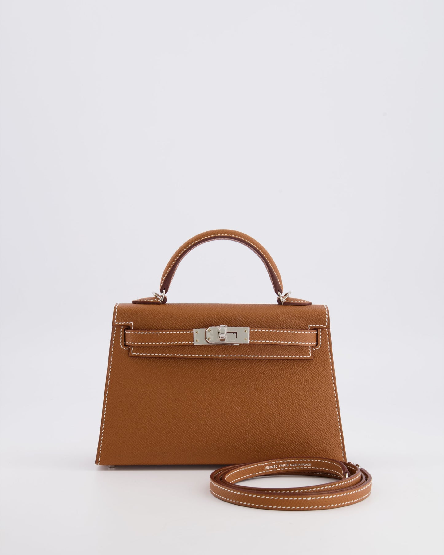 Hermes Mini Kelly II 20 Bag in Gold Epsom Leather with Palladium Hardware