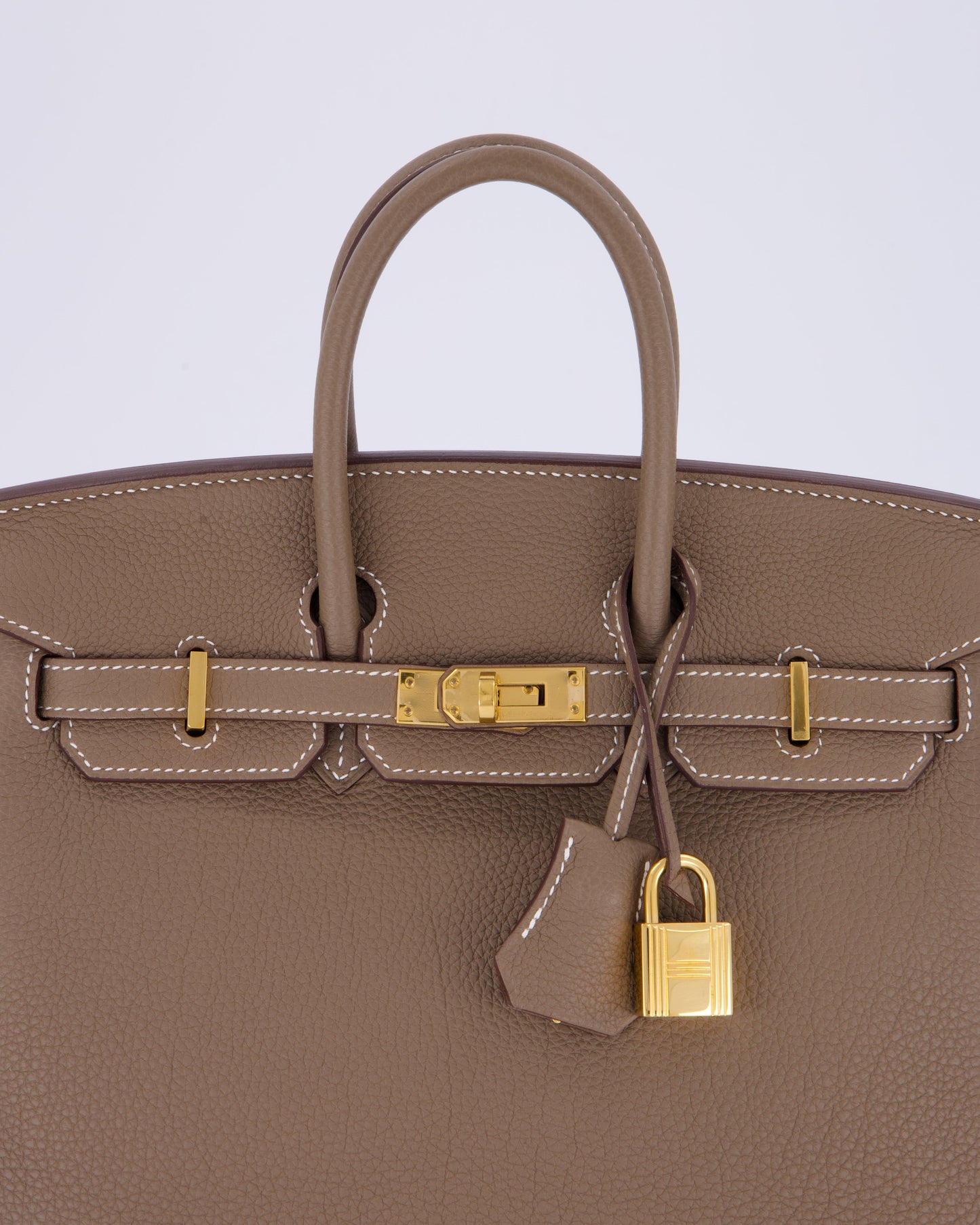 Hermes Birkin 25 Retourne Bag in Etoupe Togo Leather with Gold Hardware
