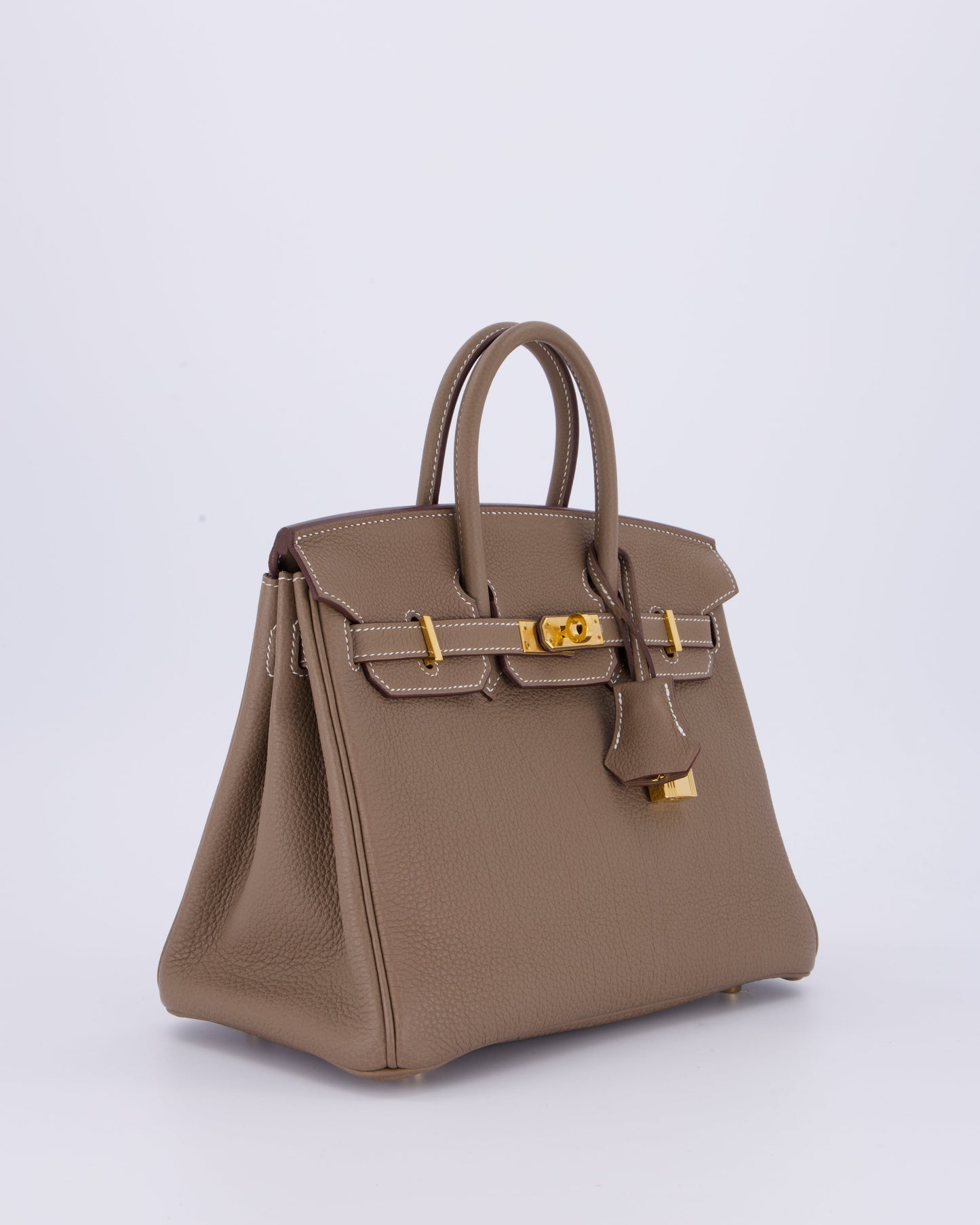 Hermes Birkin 25 Retourne Bag in Etoupe Togo Leather with Gold Hardware