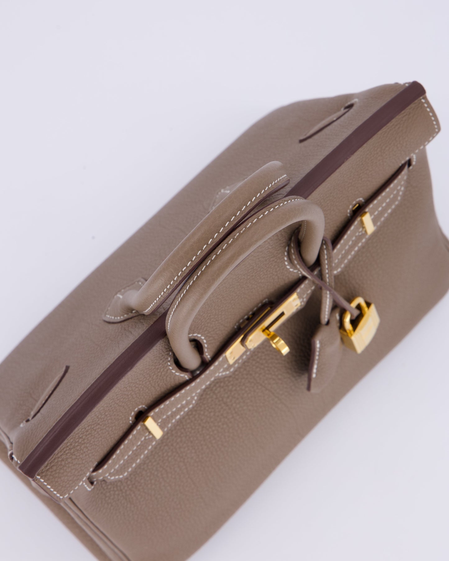 Hermes Birkin 25 Retourne Bag in Etoupe Togo Leather with Gold Hardware