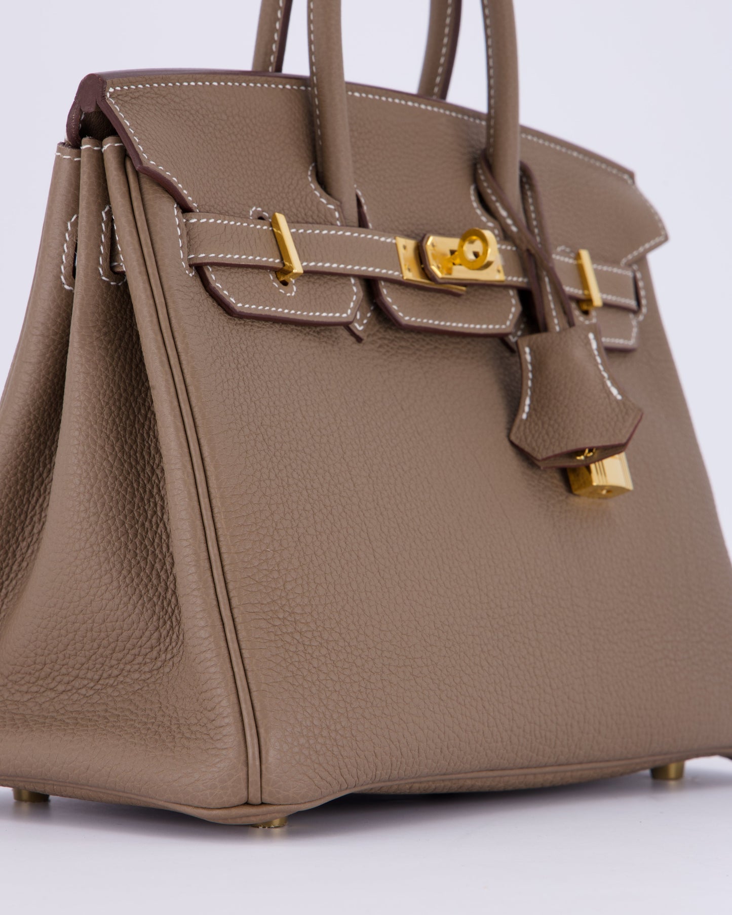 Hermes Birkin 25 Retourne Bag in Etoupe Togo Leather with Gold Hardware