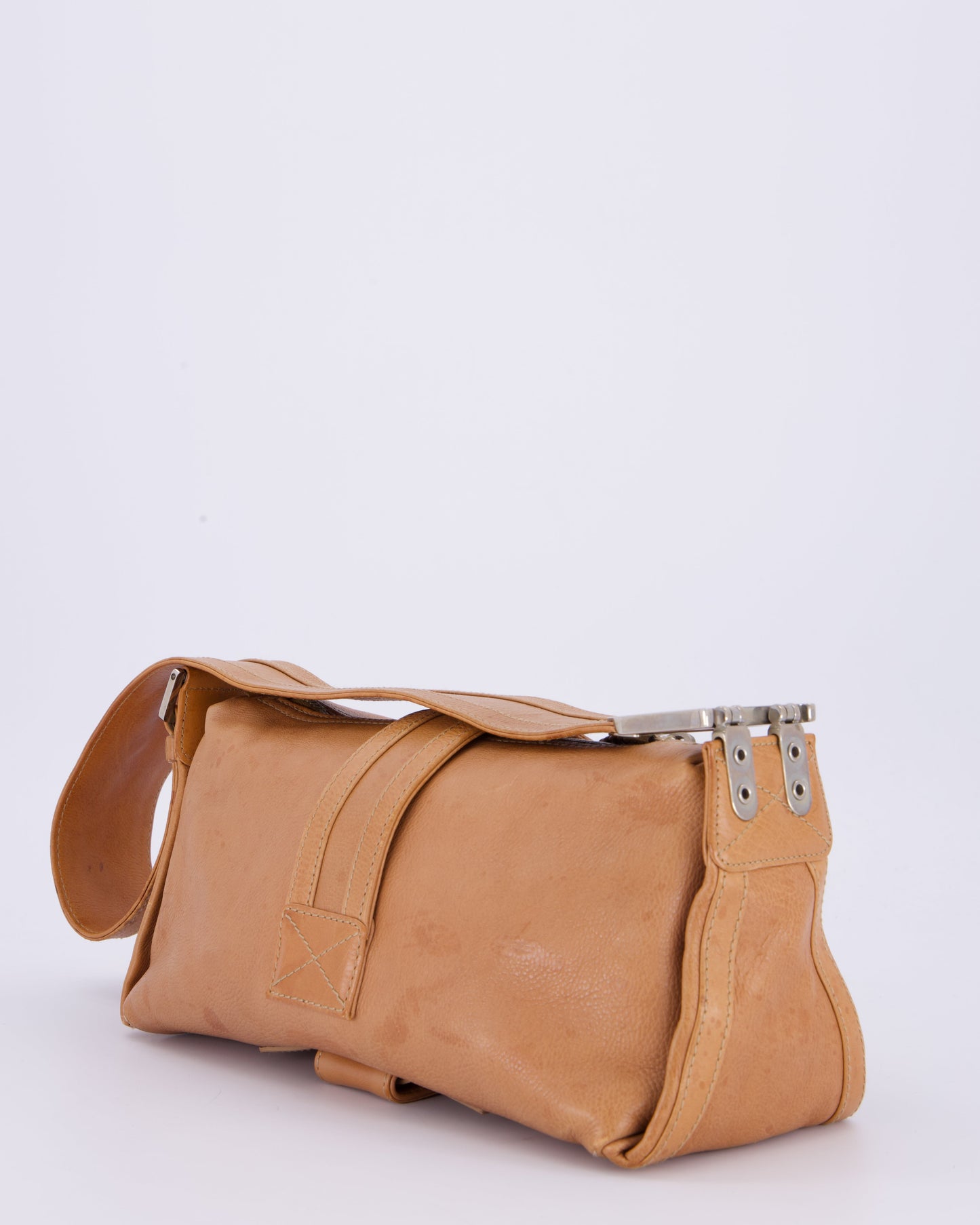 Christian Dior Beige Vintage 2005 Flight Line Medium Hobo Shoulder Bag in Calfskin Leather with Antique Silver Hardware