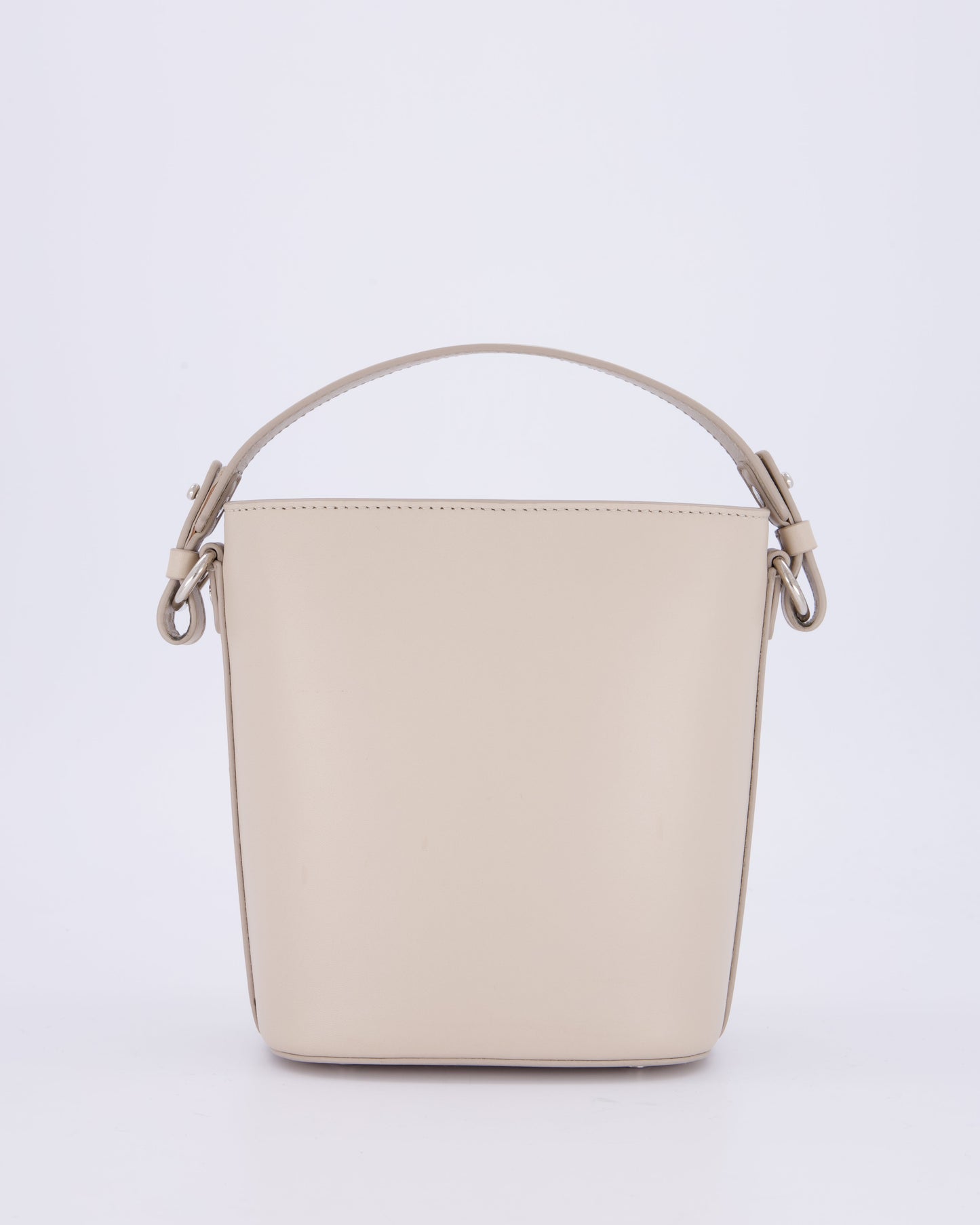 Loro Piana Beige Crossbody Bucket Bag In Calfskin Leather With Silver Hardware