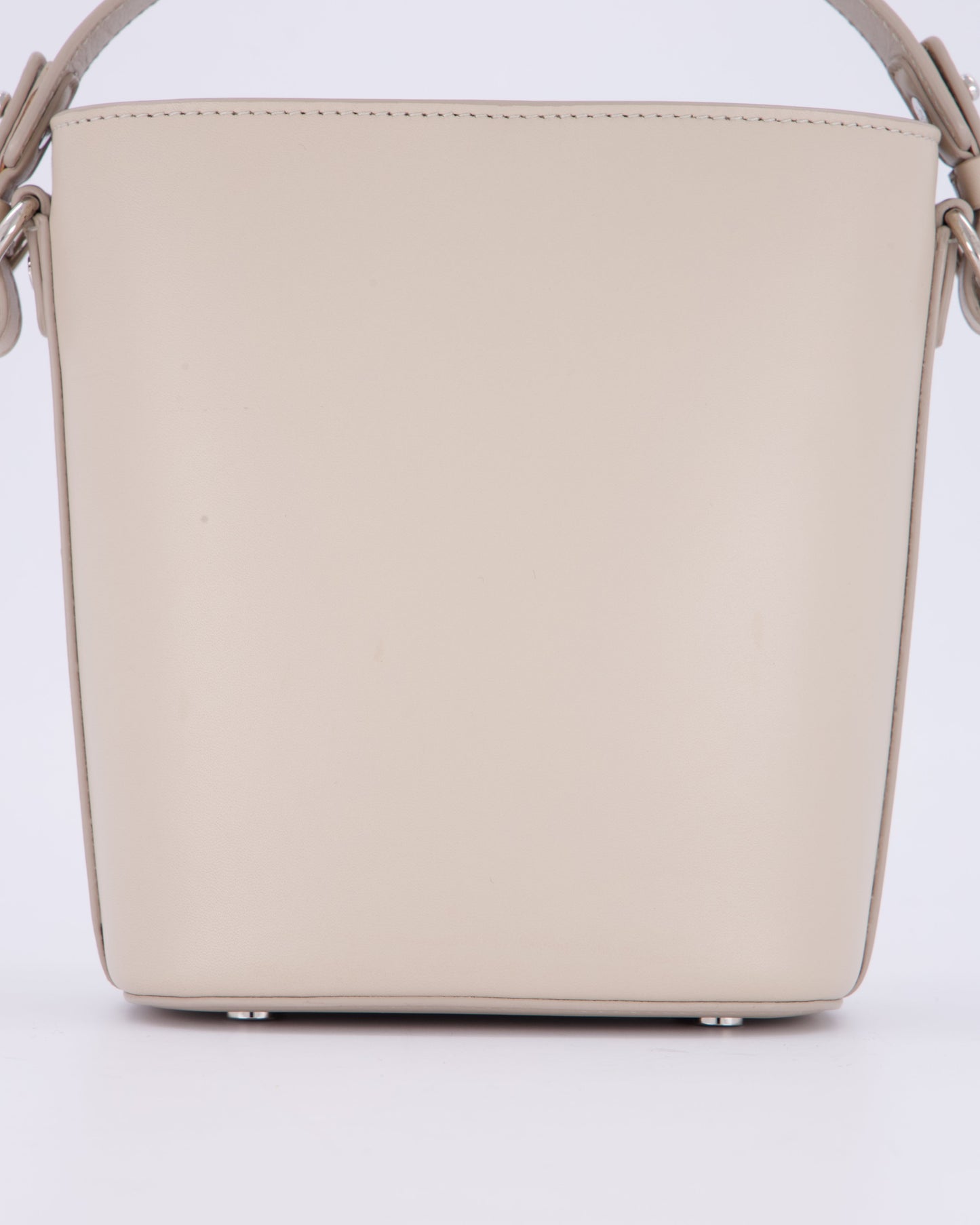 Loro Piana Beige Crossbody Bucket Bag In Calfskin Leather With Silver Hardware